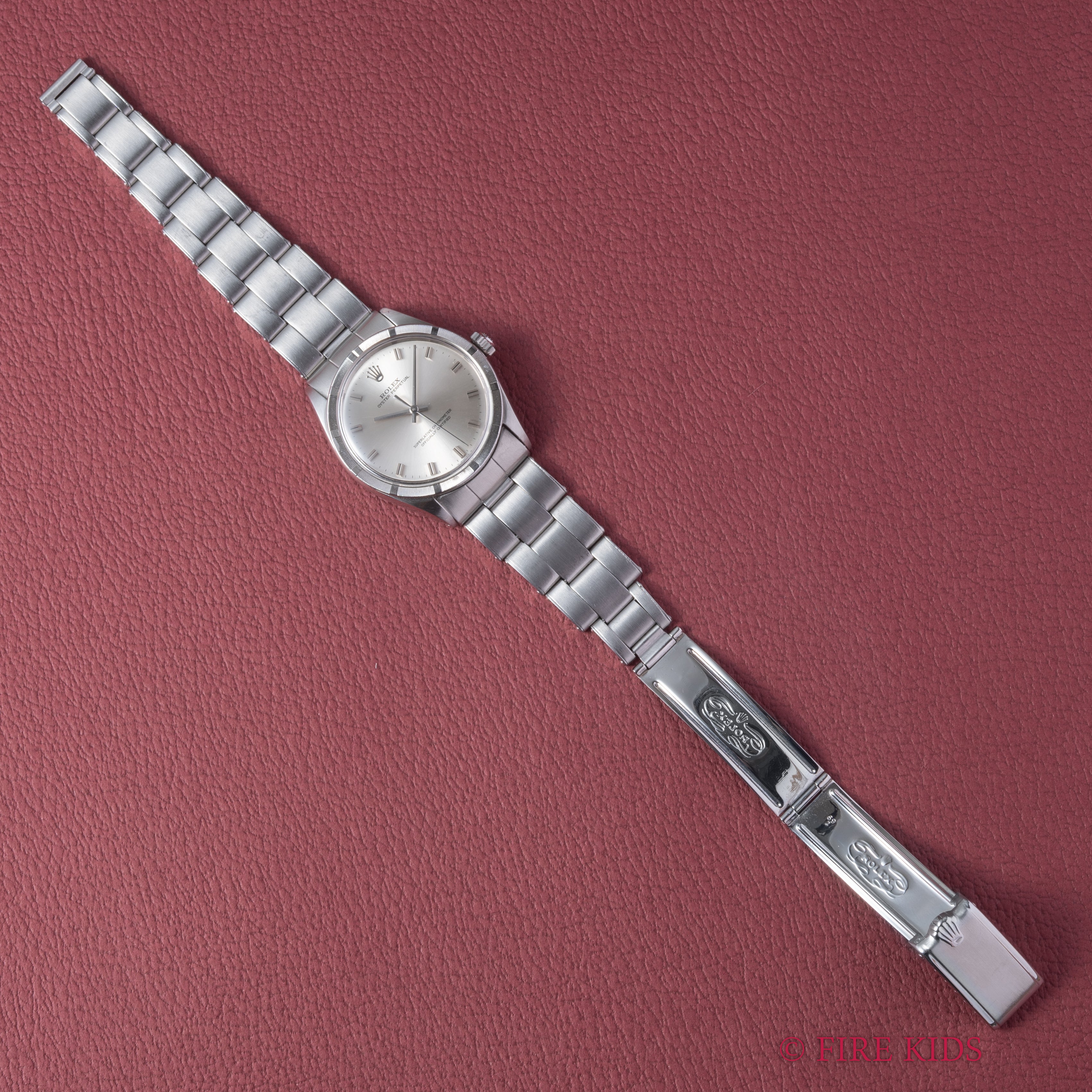 ロレックス オイスターパーペチュアル エンジンターンドベゼル 1968年製 Ref.1007 ショートインデックス 純正リベットブレス