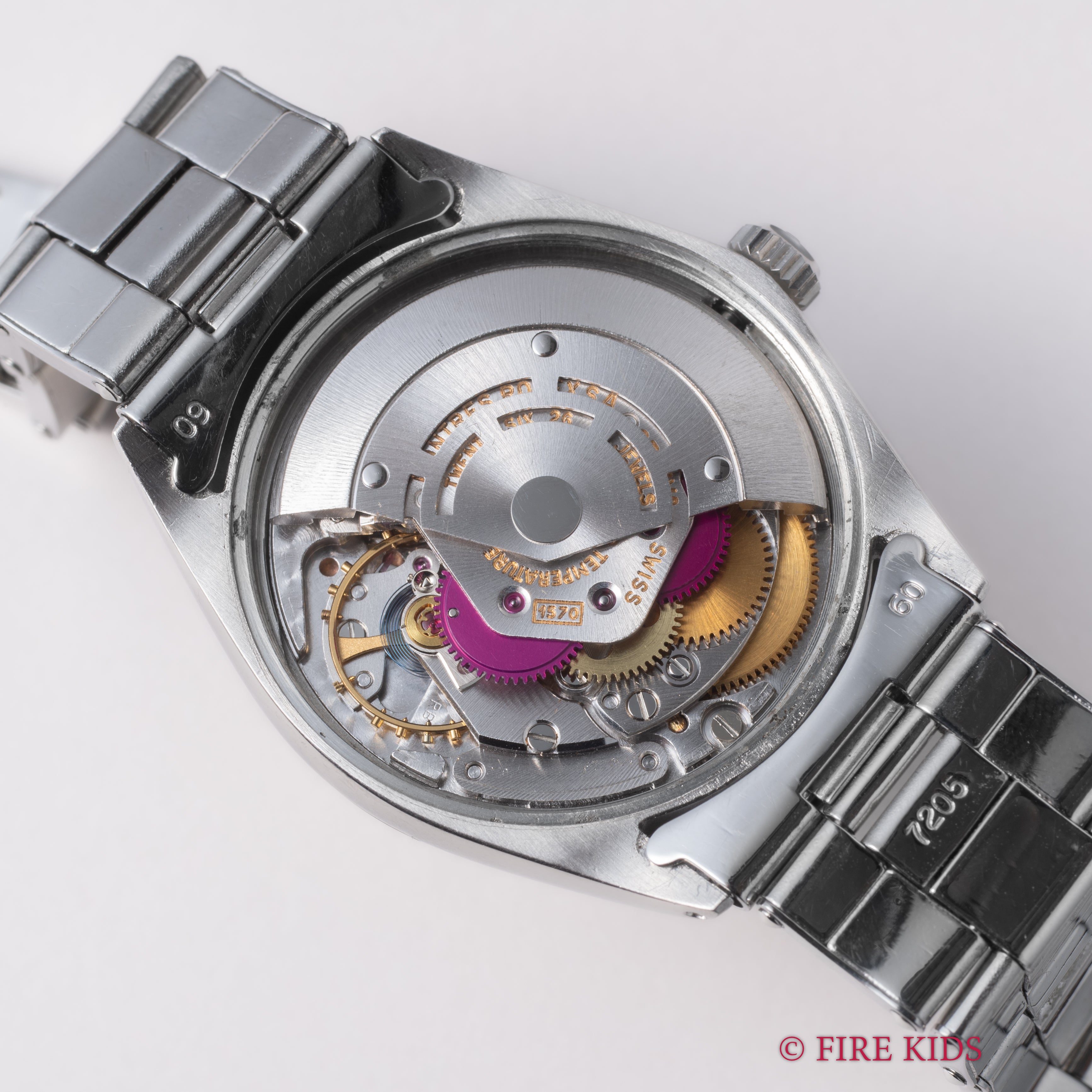 ロレックス オイスターパーペチュアル エンジンターンドベゼル 1968年製 Ref.1007 ショートインデックス 純正リベットブレス