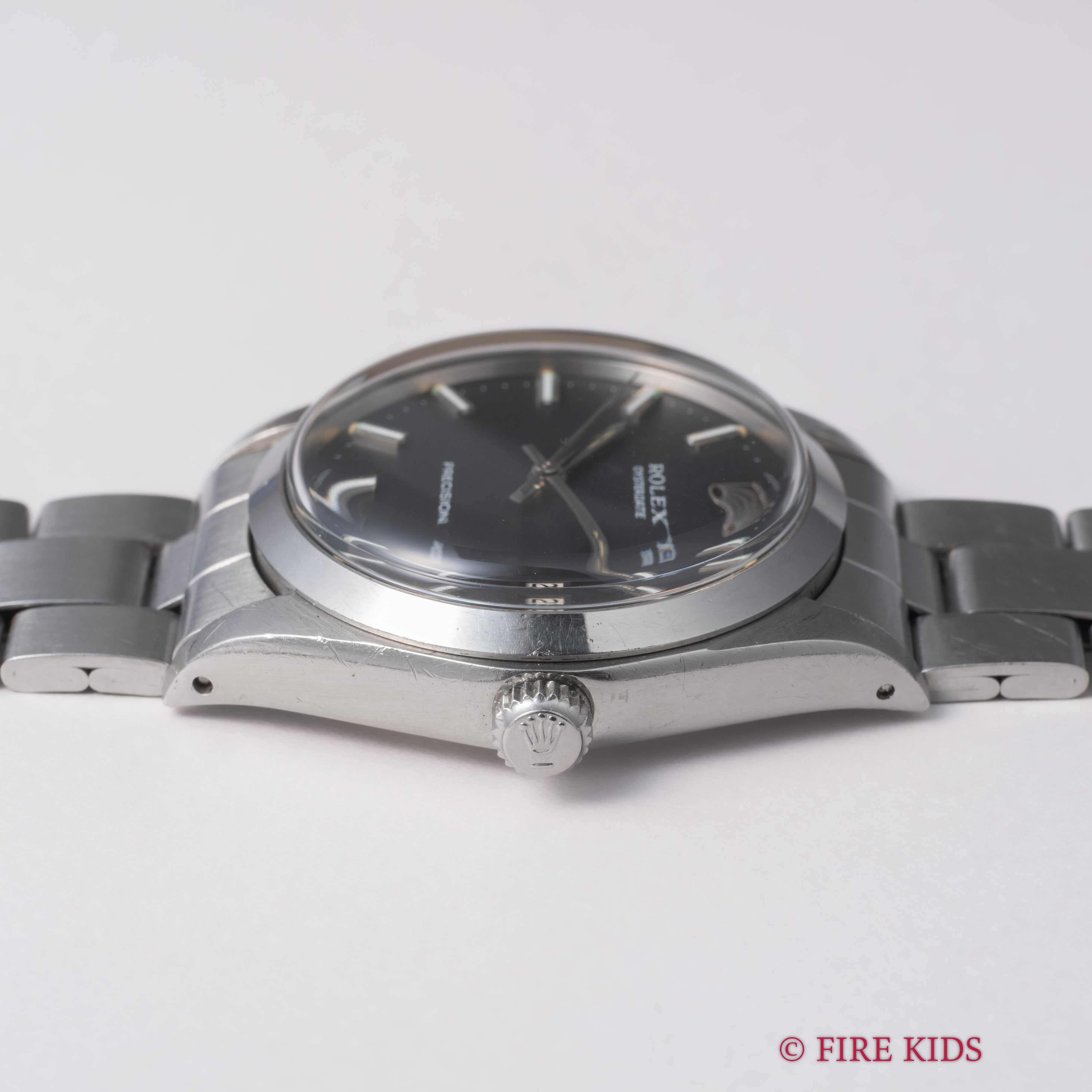 ロレックス オイスターデイト 1971年製 Ref.6694 手巻 ブラックダイヤル  ドーム風防 3連オイスターブレス