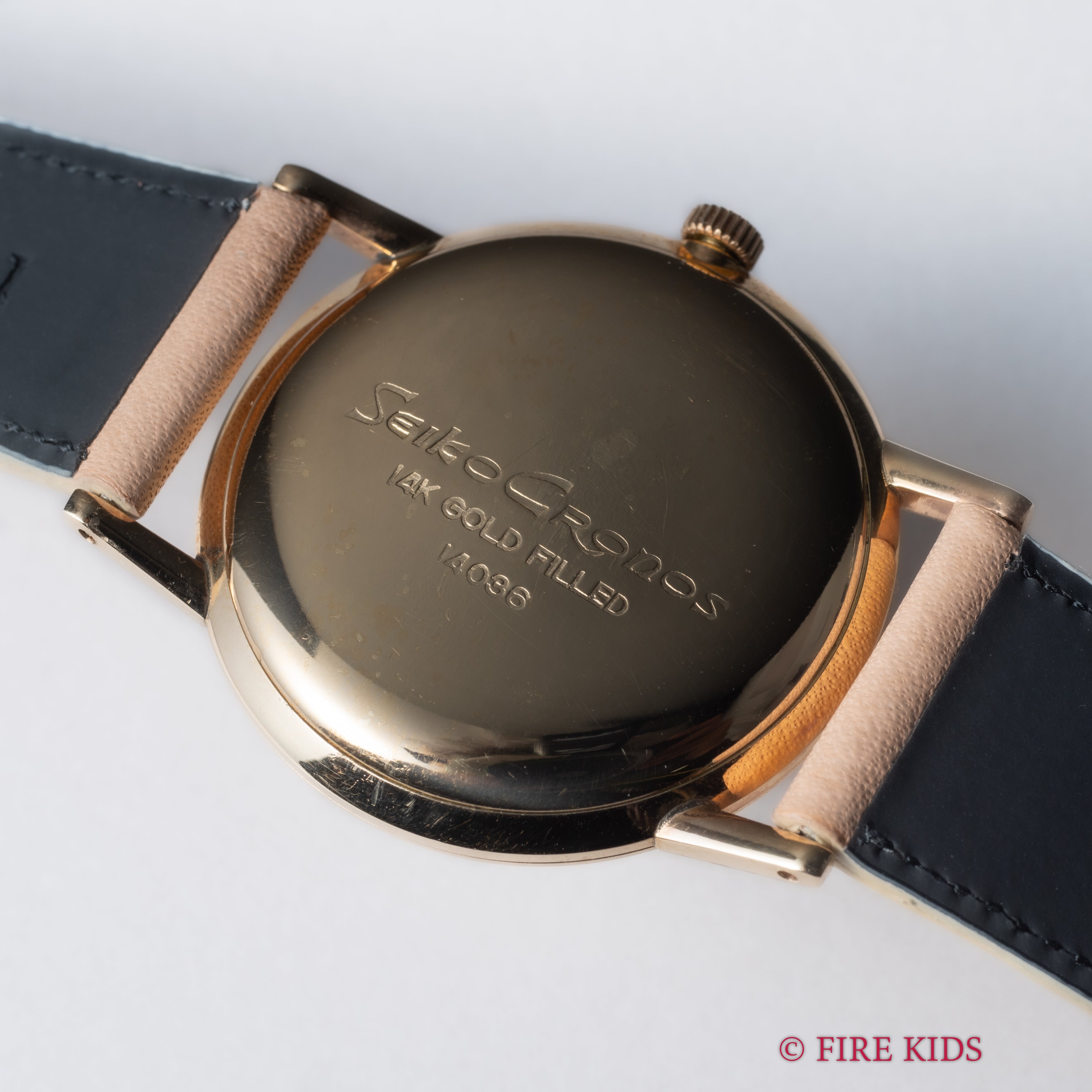 セイコー クロノス 未使用品 1959年製 オリジナル革ベルト タグ付き 21石手巻 14KGF