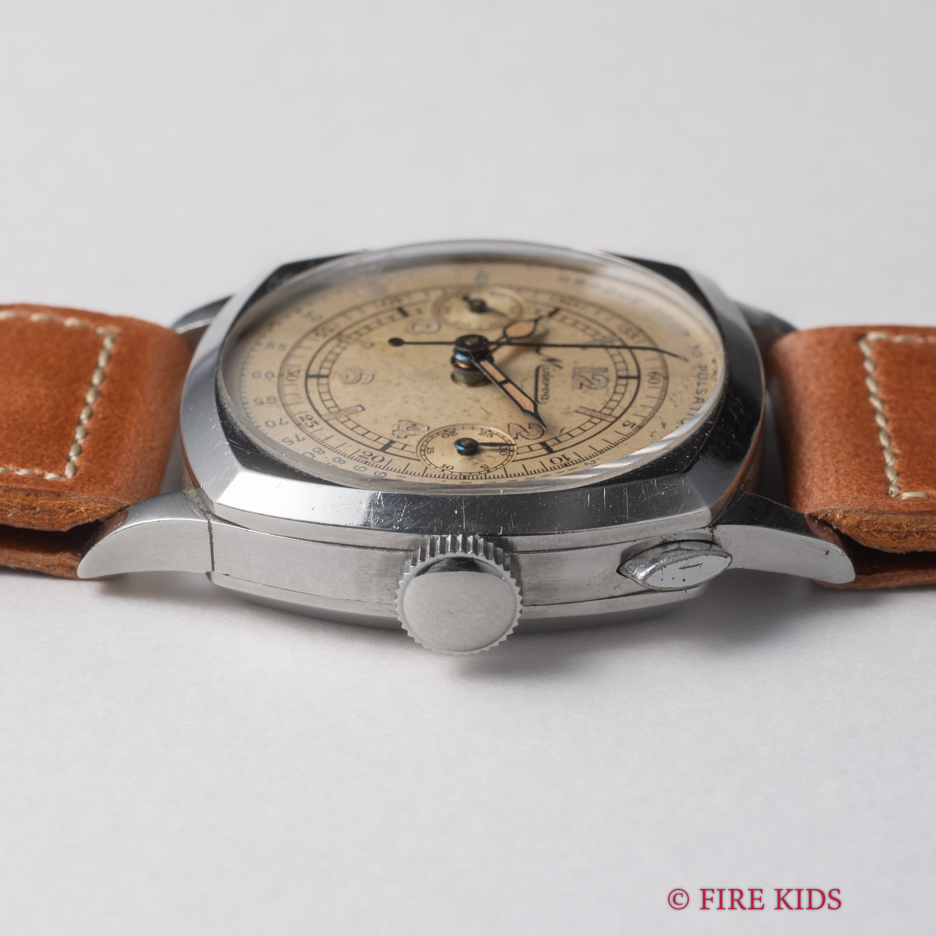 ミネルバ 1940年代製 ドクターズウオッチ Cal.13-20CH ワンプッシュクロノ ステンレスクッションケース