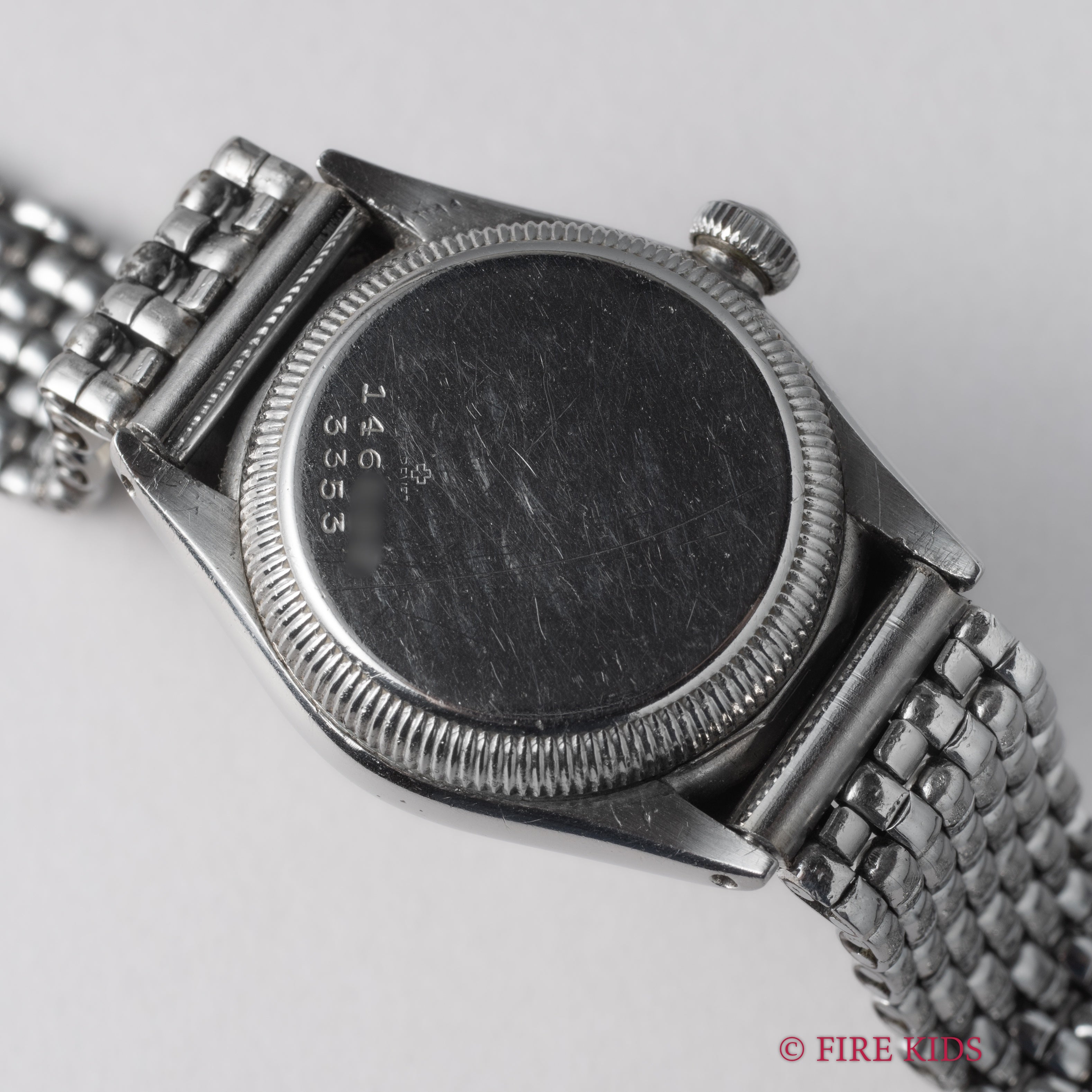 ロレックス バブルバック シェルフーデッド 飛びローマンダイアル 1942年製 ゲイフレアー社ブレス