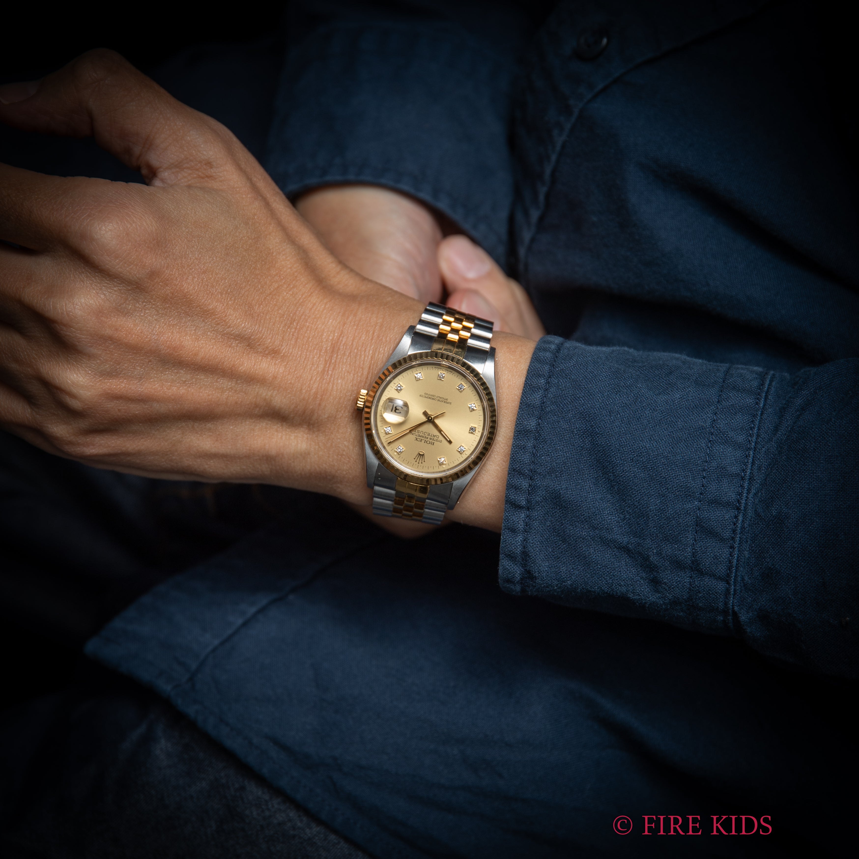 ロレックス デイトジャストコンビ 1990～91年製 10Pダイヤ Ref.16233G シャンパンダイヤル ギャラ、タグ付