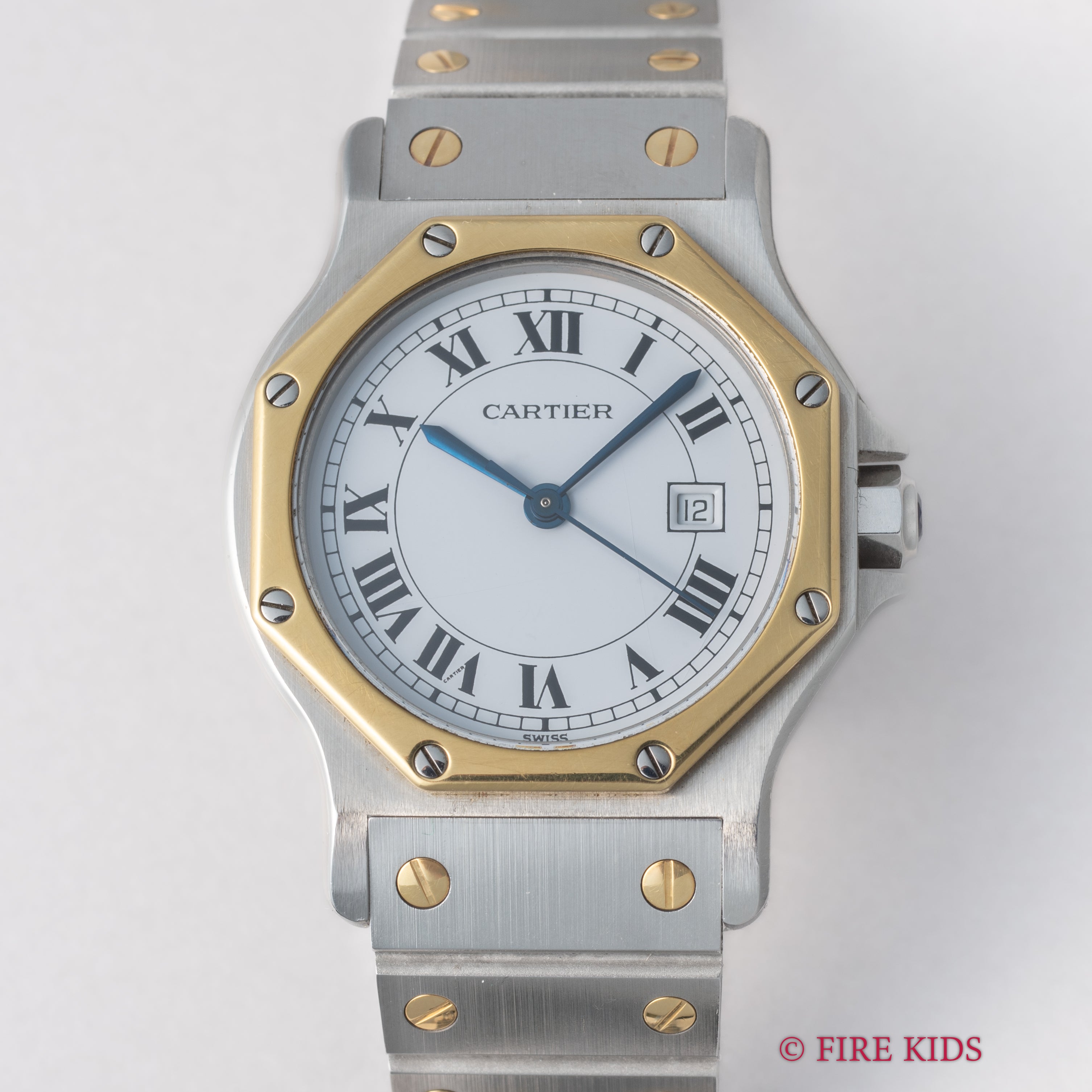 カルティエ サントスオクタゴン LMサイズ 1980年代製 自動巻 コンビ 純正ブレス