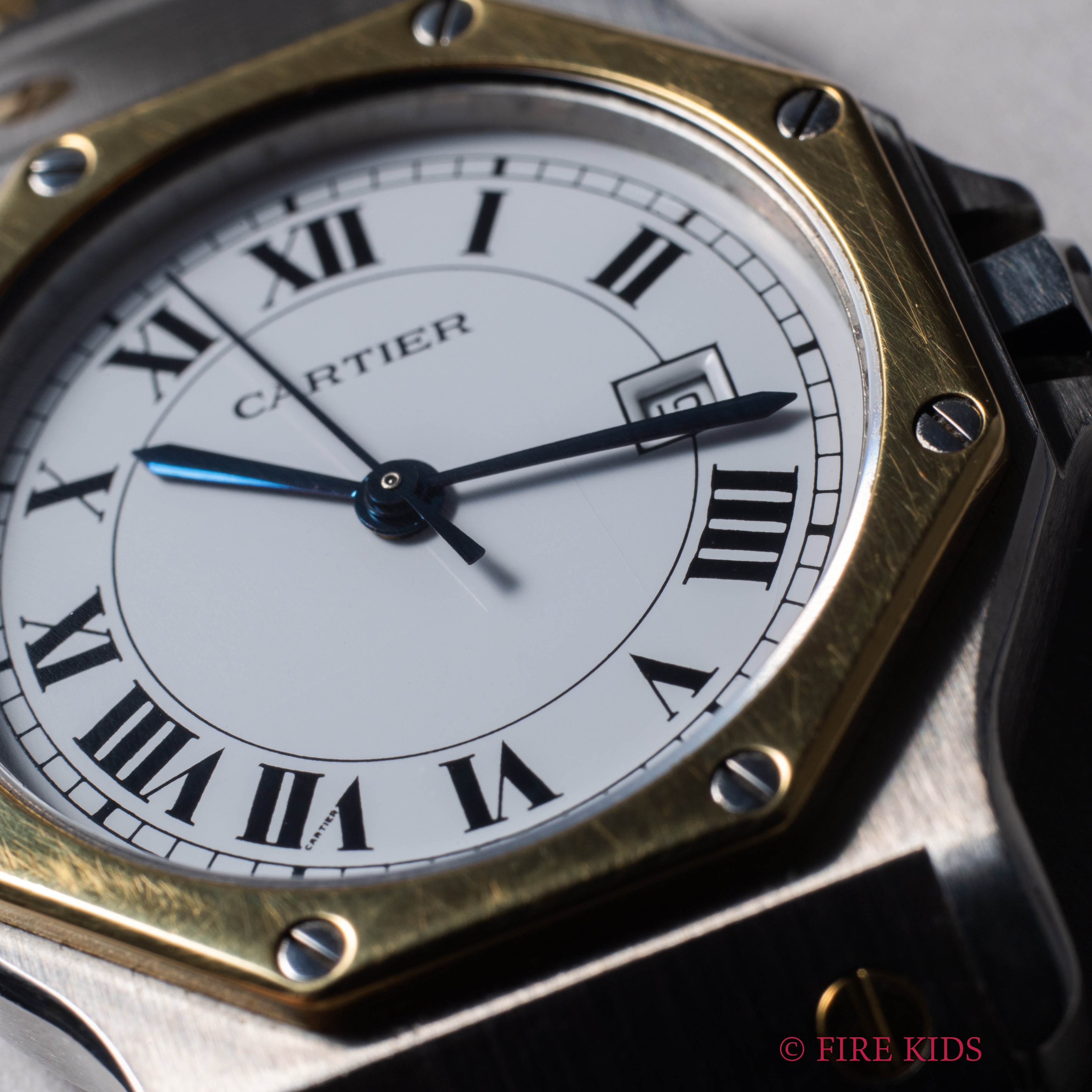 カルティエ サントスオクタゴン LMサイズ 1980年代製 自動巻 コンビ 純正ブレス