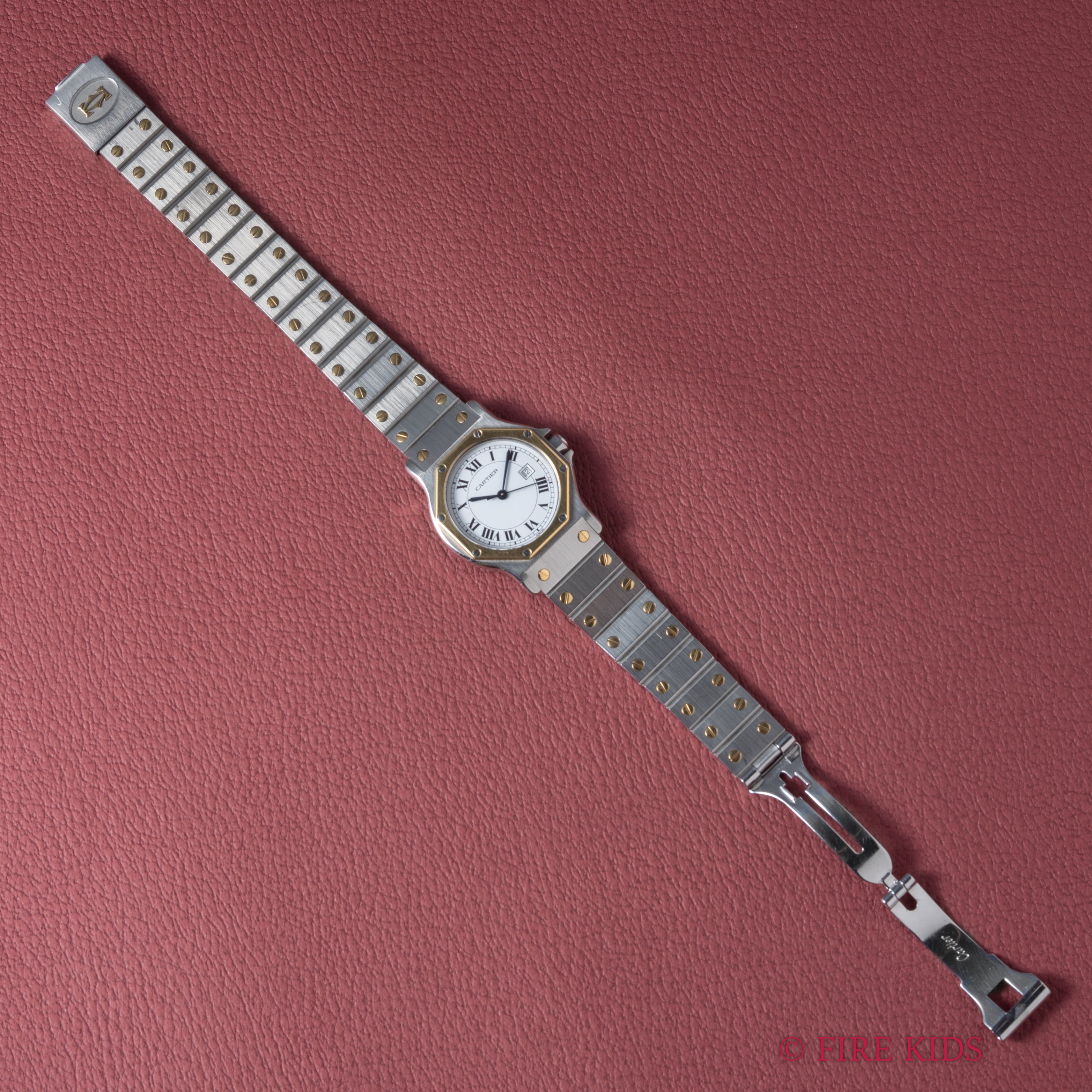カルティエ サントスオクタゴン LMサイズ 1980年代製 自動巻 コンビ 純正ブレス