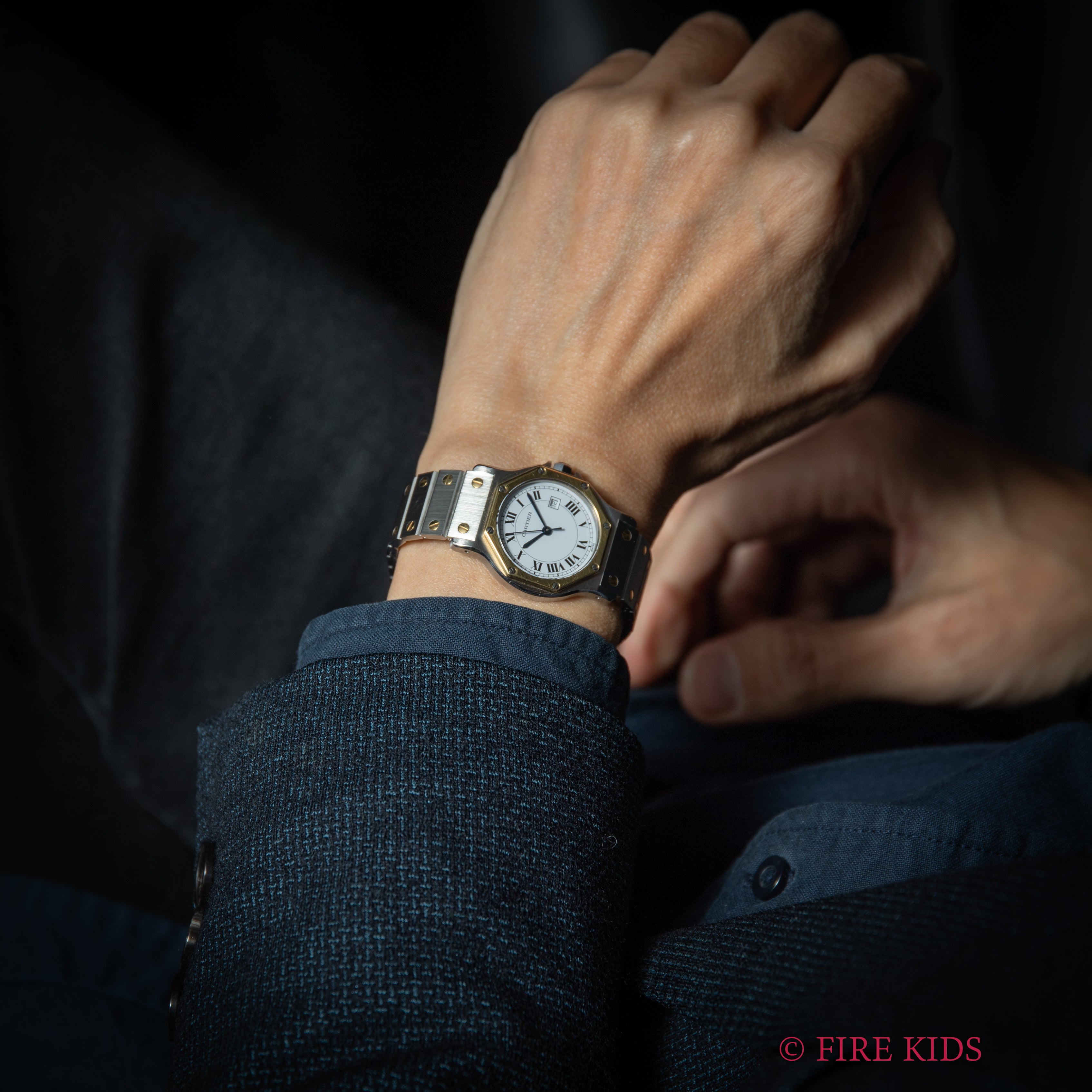 カルティエ サントスオクタゴン LMサイズ 1980年代製 自動巻 コンビ 純正ブレス