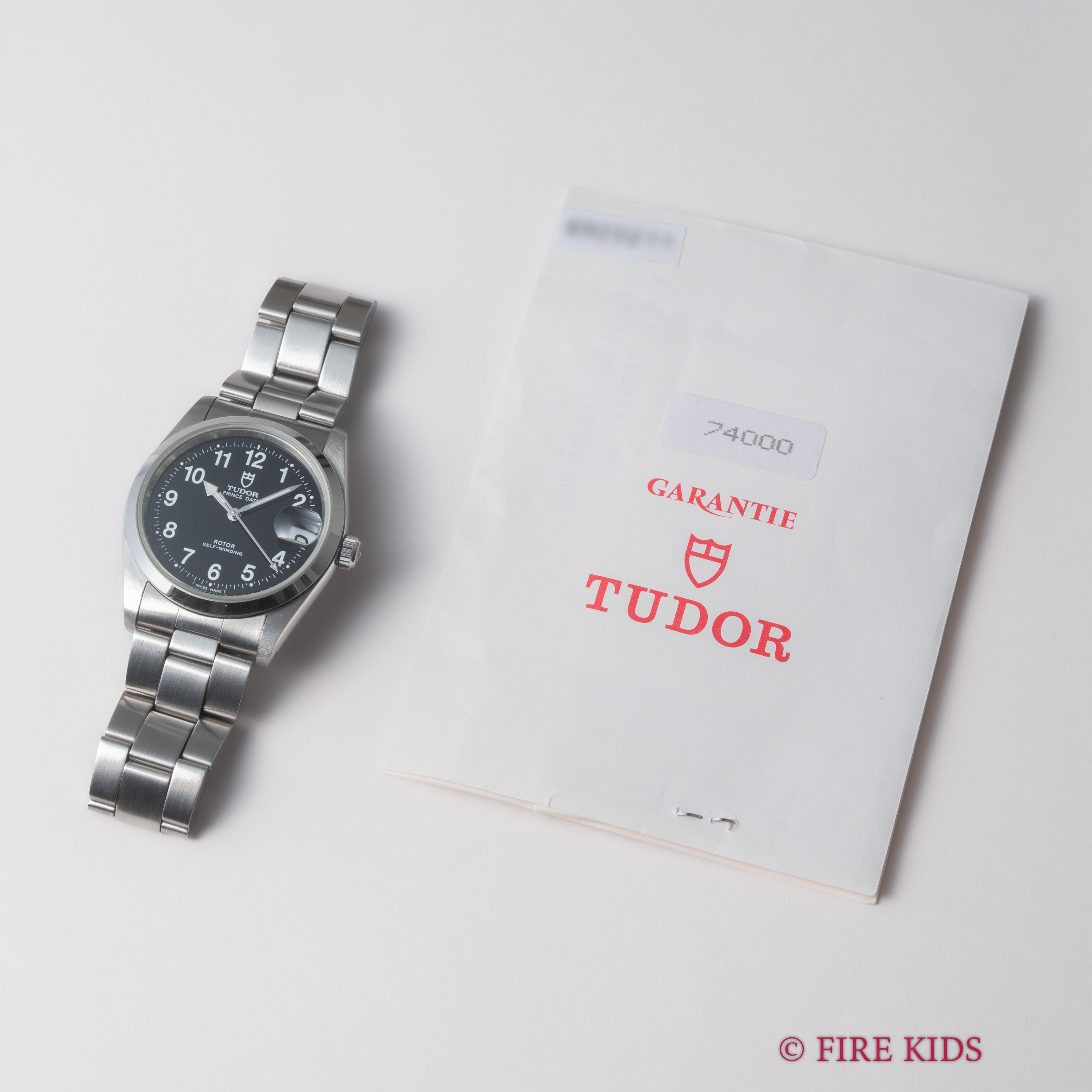 チューダー プリンスデイト 1997年製 ブラックアラビアダイヤル 王冠リューズ 純正ステンレスブレス