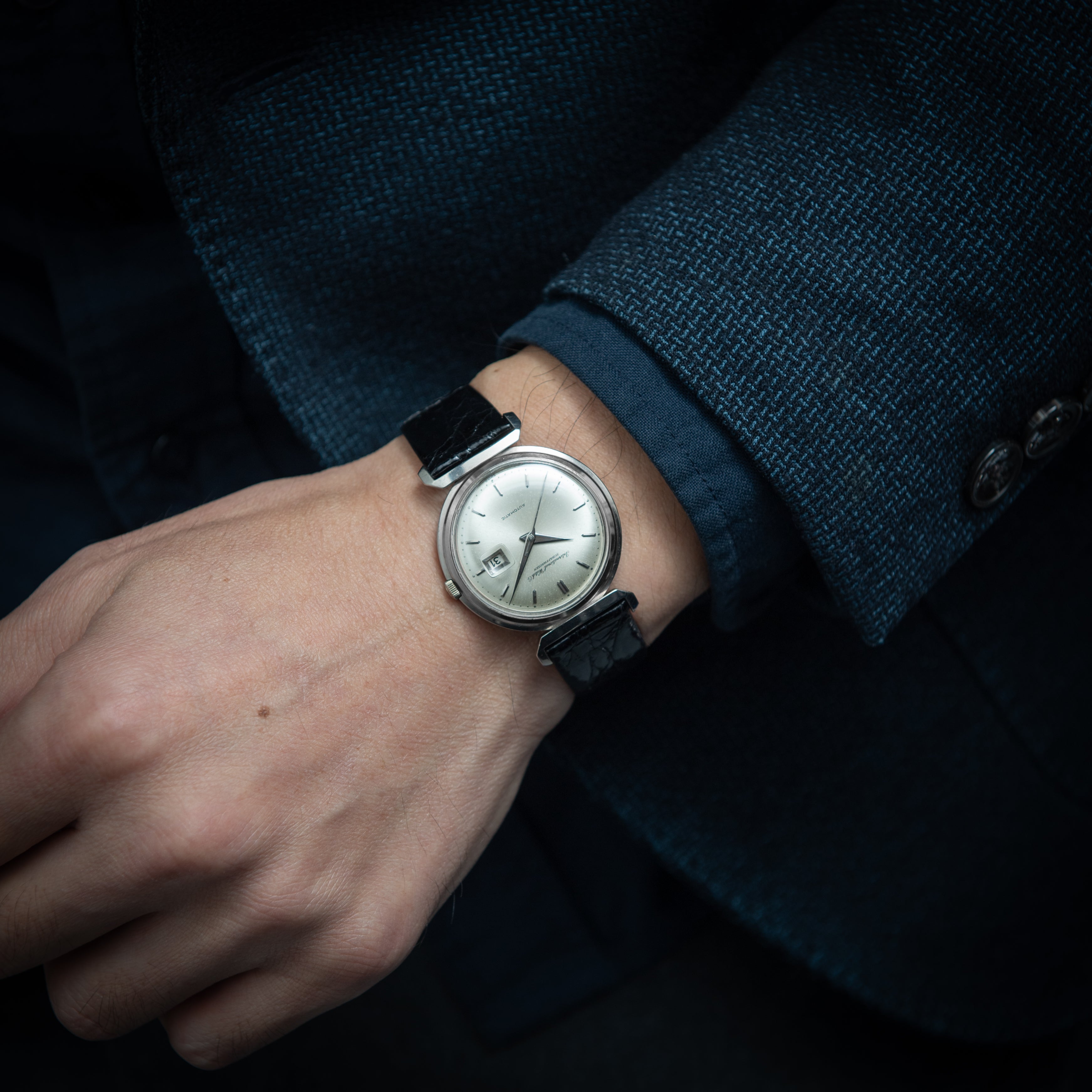 IWC デラックス 1963年製 18金無垢ホワイトゴールド 寄り目 ペラトン式