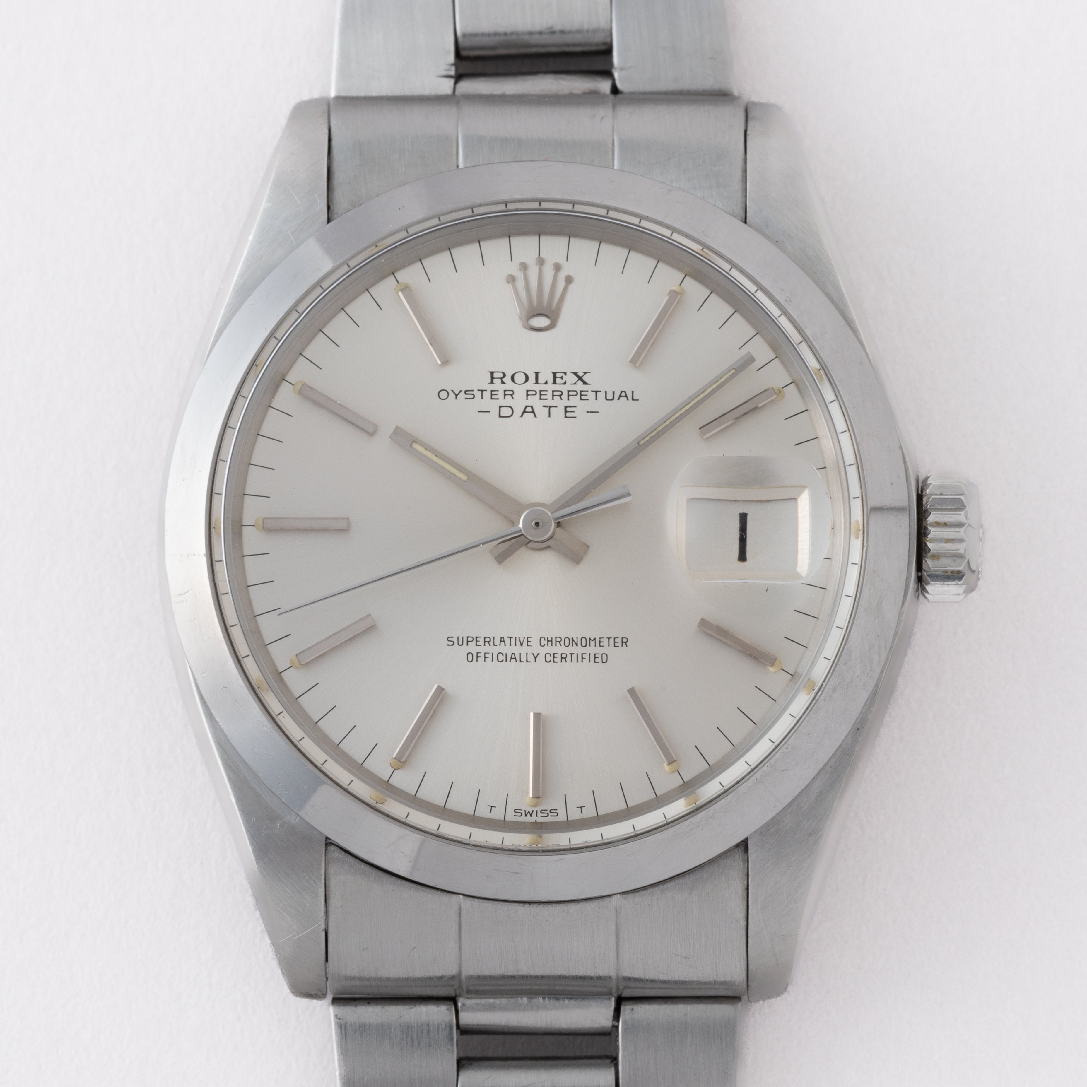 ロレックス オイスターパーペチュアルデイト 1973年製 Ref.1500 シルバーダイヤル ギャラ付き