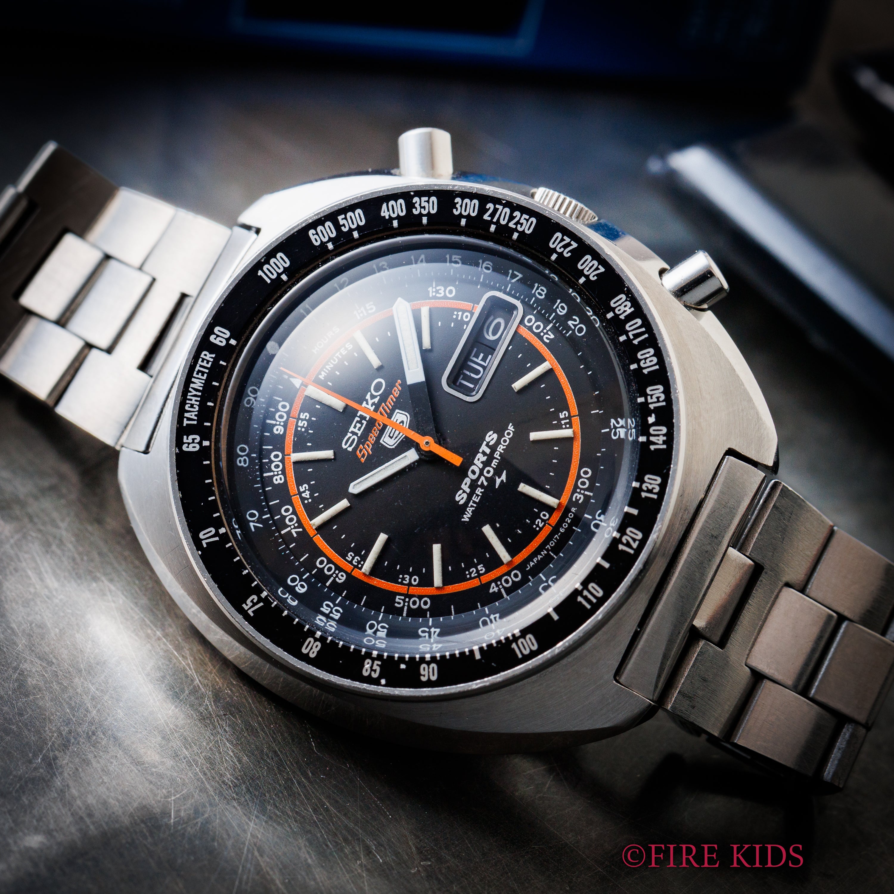 セイコー 5スポーツ スピードタイマー ラリーメーター 1970年製 Ref.7017-6020 自動巻クロノグラフ 純正ブレス