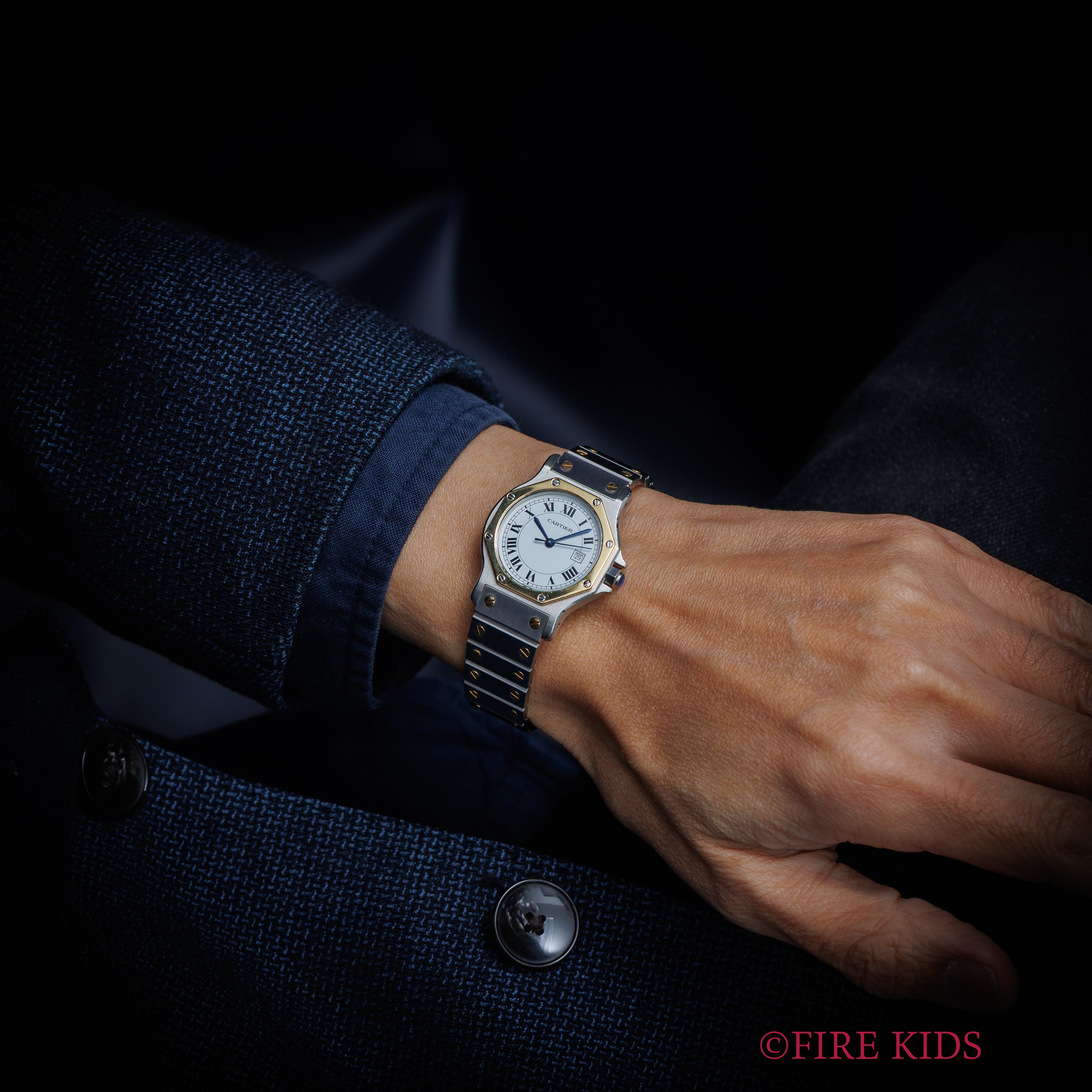 カルティエ サントスオクタゴン LMサイズ 1980年代製 自動巻 コンビ 純正ブレス