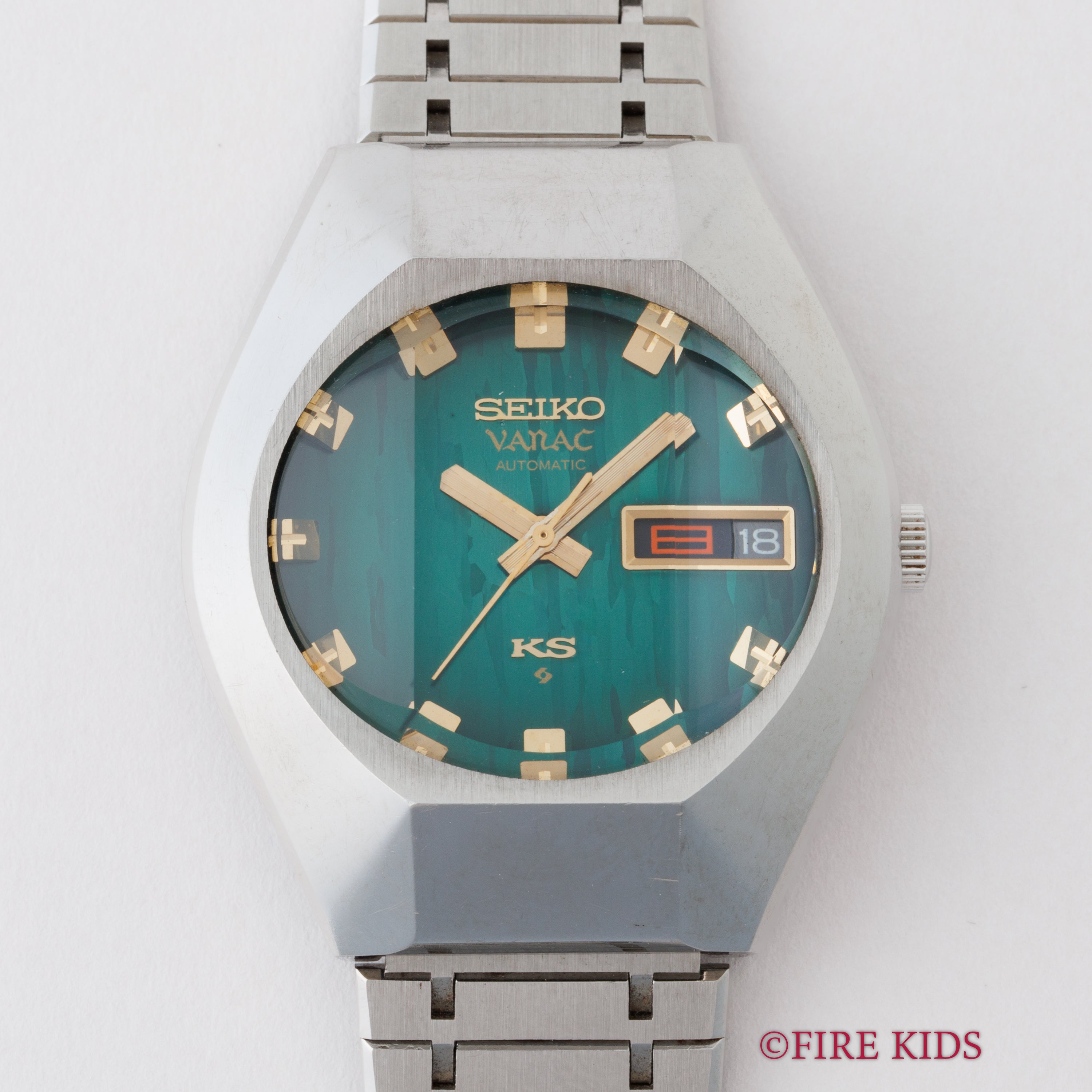 セイコー キングセイコーバナック 1974年製 グリーンダイヤル カットガラス 未使用タグ付き 純正ブレス