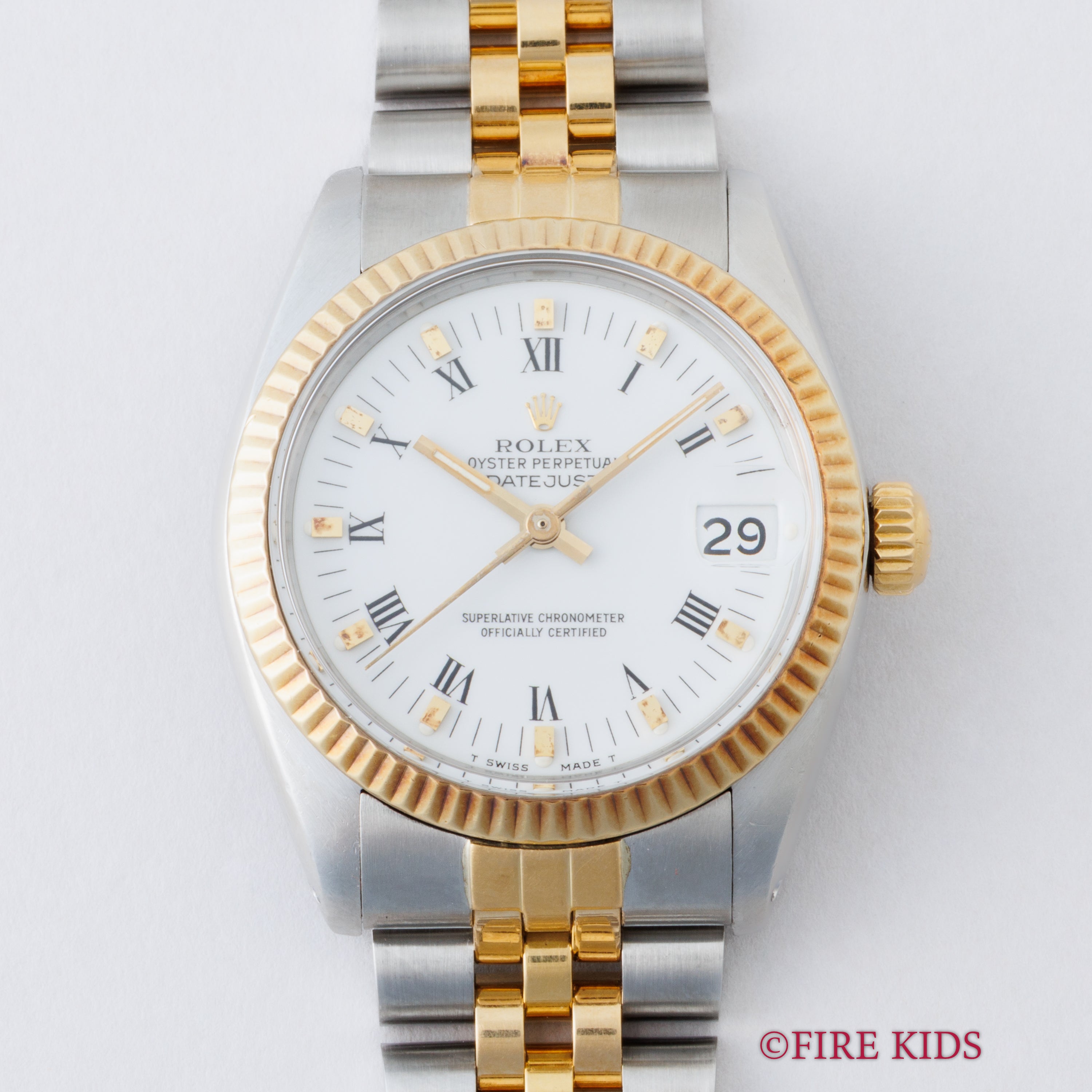 ロレックス 30㎜デイトジャストコンビ 1979年製 ホワイトローマンダイヤル Ref.6827 ギャラ付