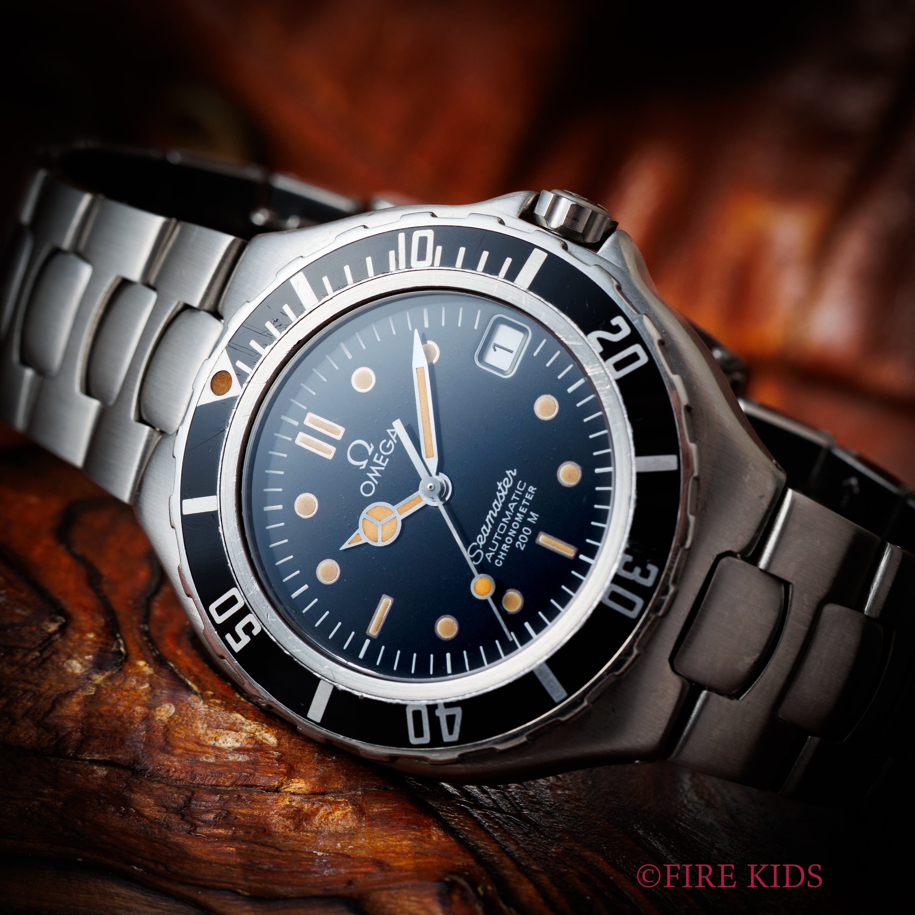 オメガ シーマスター200m プレボンド 36㎜ミッドサイズ メルセデスハンド 1988年製 自動巻き ジェンタデザイン