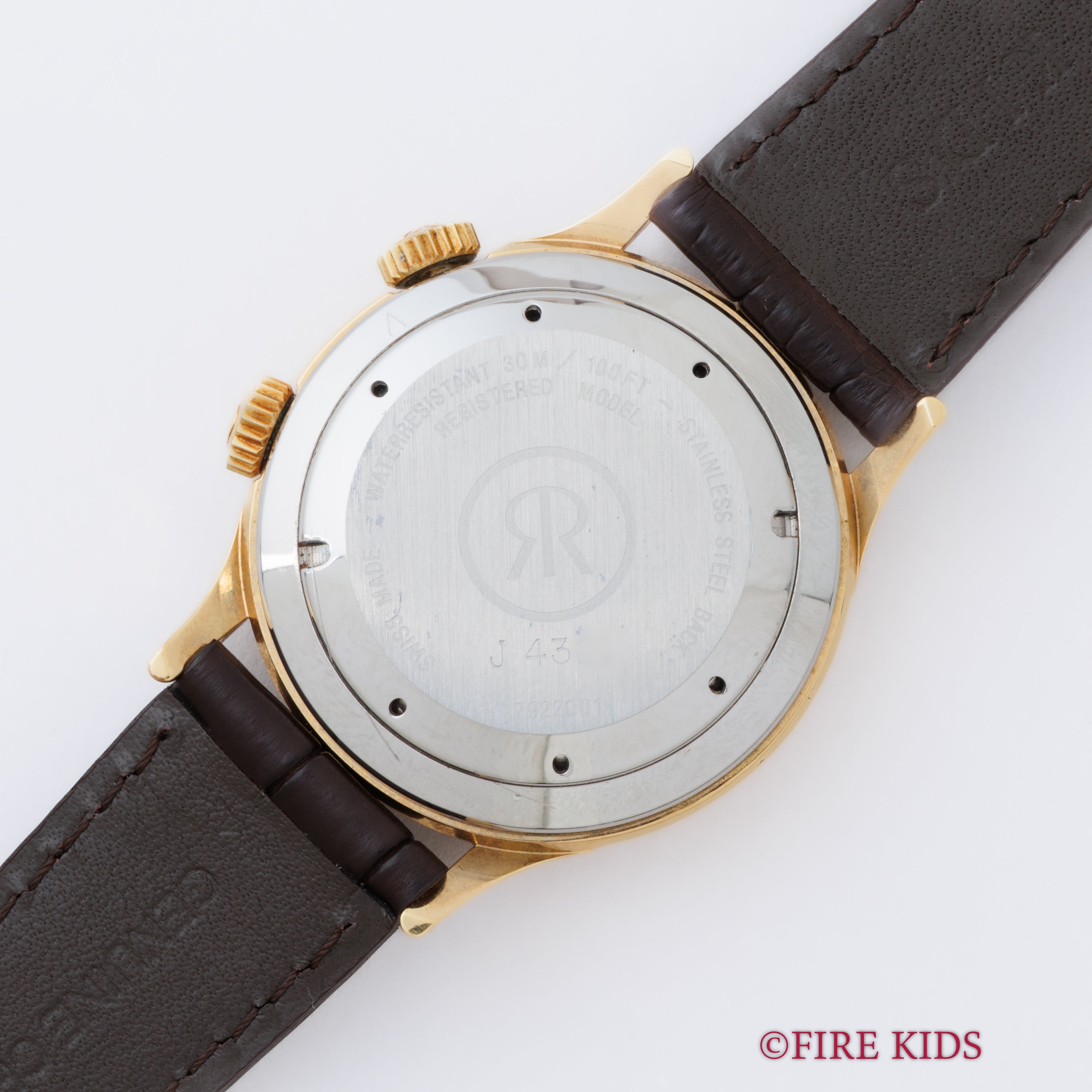 レビュートーメン クリケット 金張り 1991年発行ギャラ付 純正尾錠 アラームウオッチ