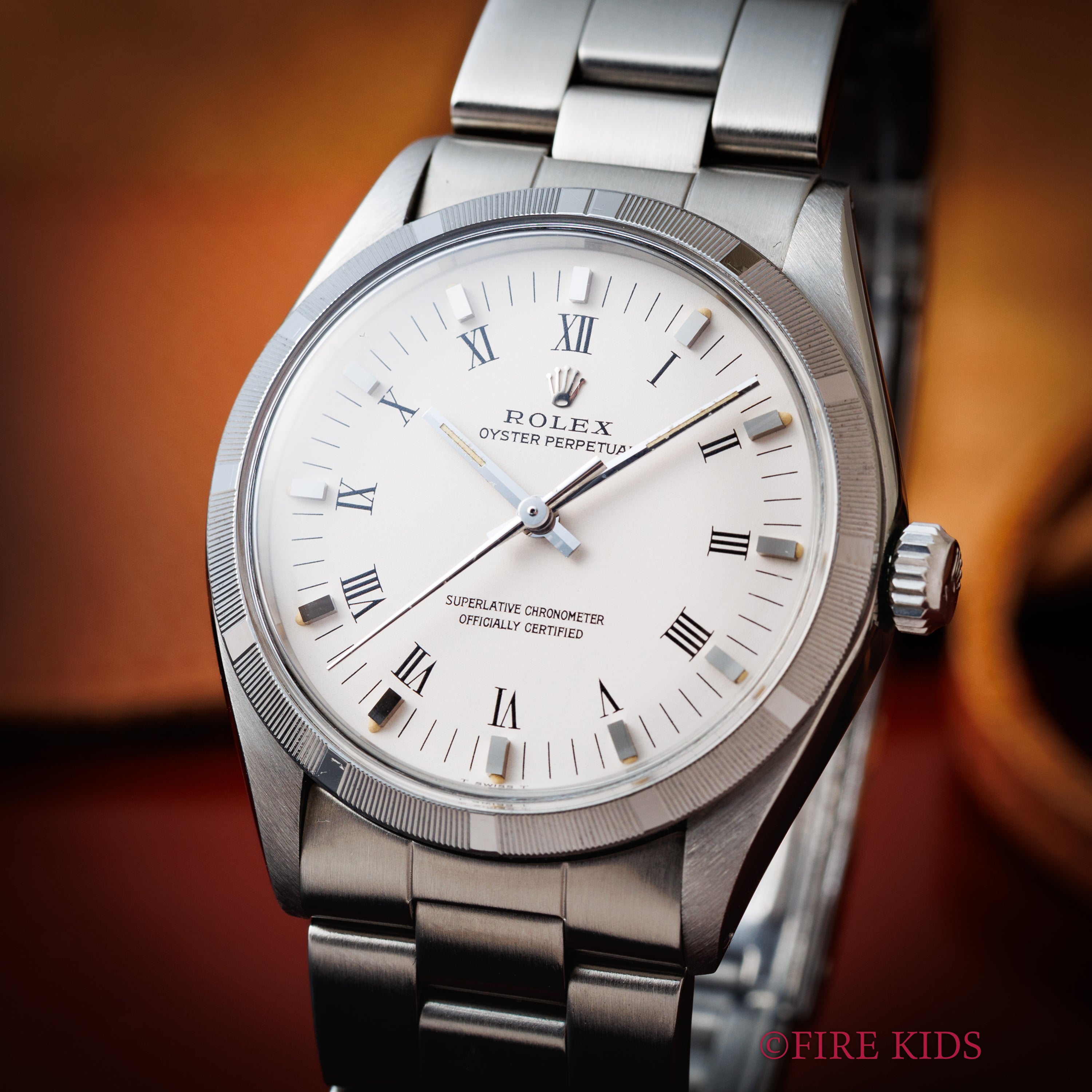 ロレックス オイスターパーペチュアル  1972年製 ファインリーエンジンターンドベゼル ホワイトローマン 自動巻き Ref.1003 Cal.1570