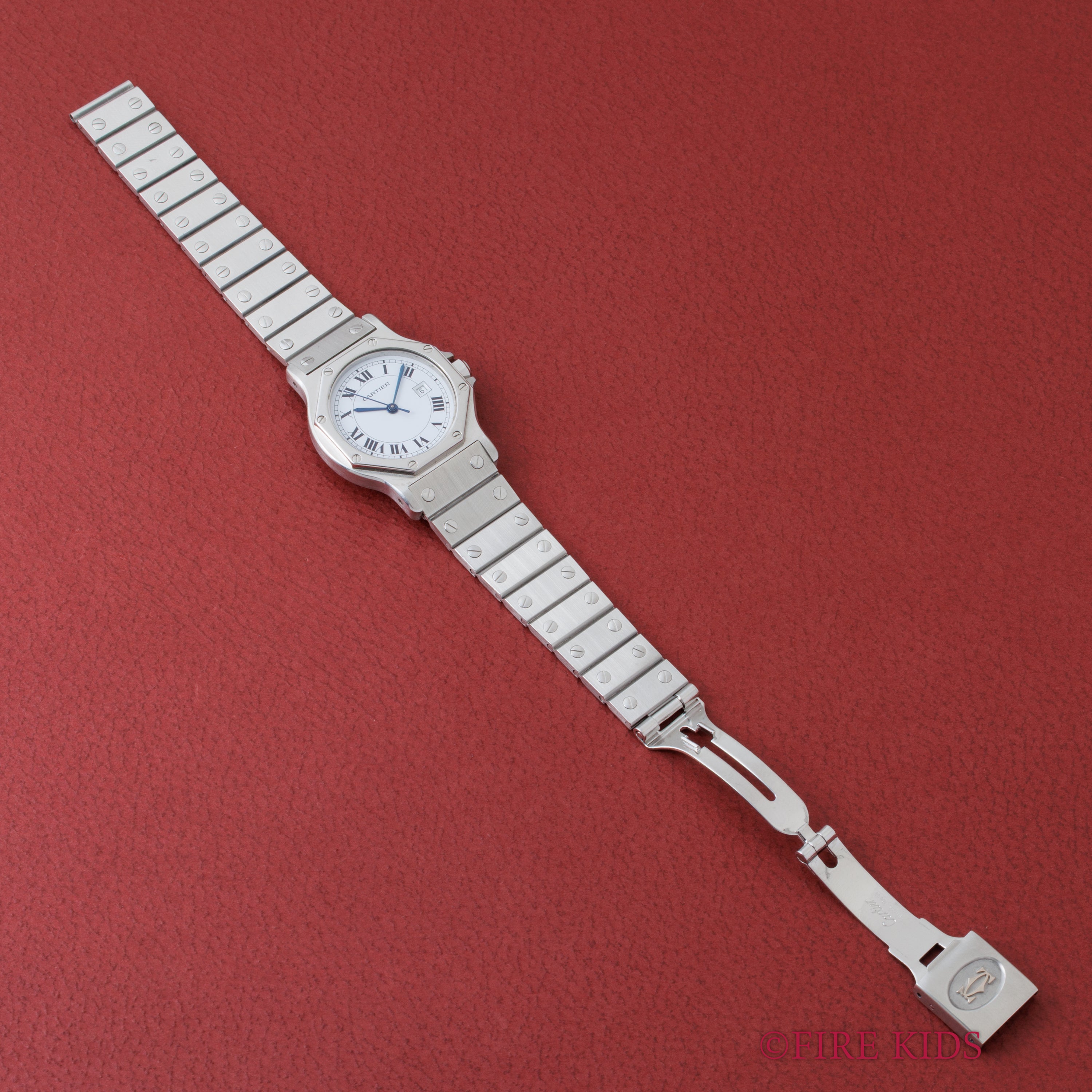 カルティエ サントス オクタゴン 1980年代製 Ref.2965 LMサイズ SS ホワイトローマンダイヤル