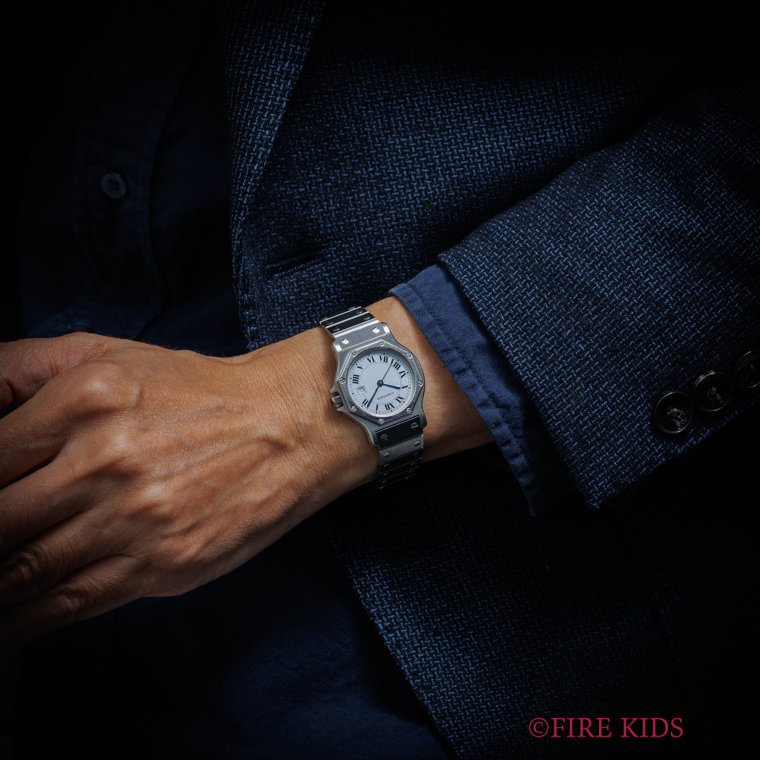 カルティエ サントス オクタゴン 1980年代製 Ref.2965 LMサイズ SS ホワイトローマンダイヤル