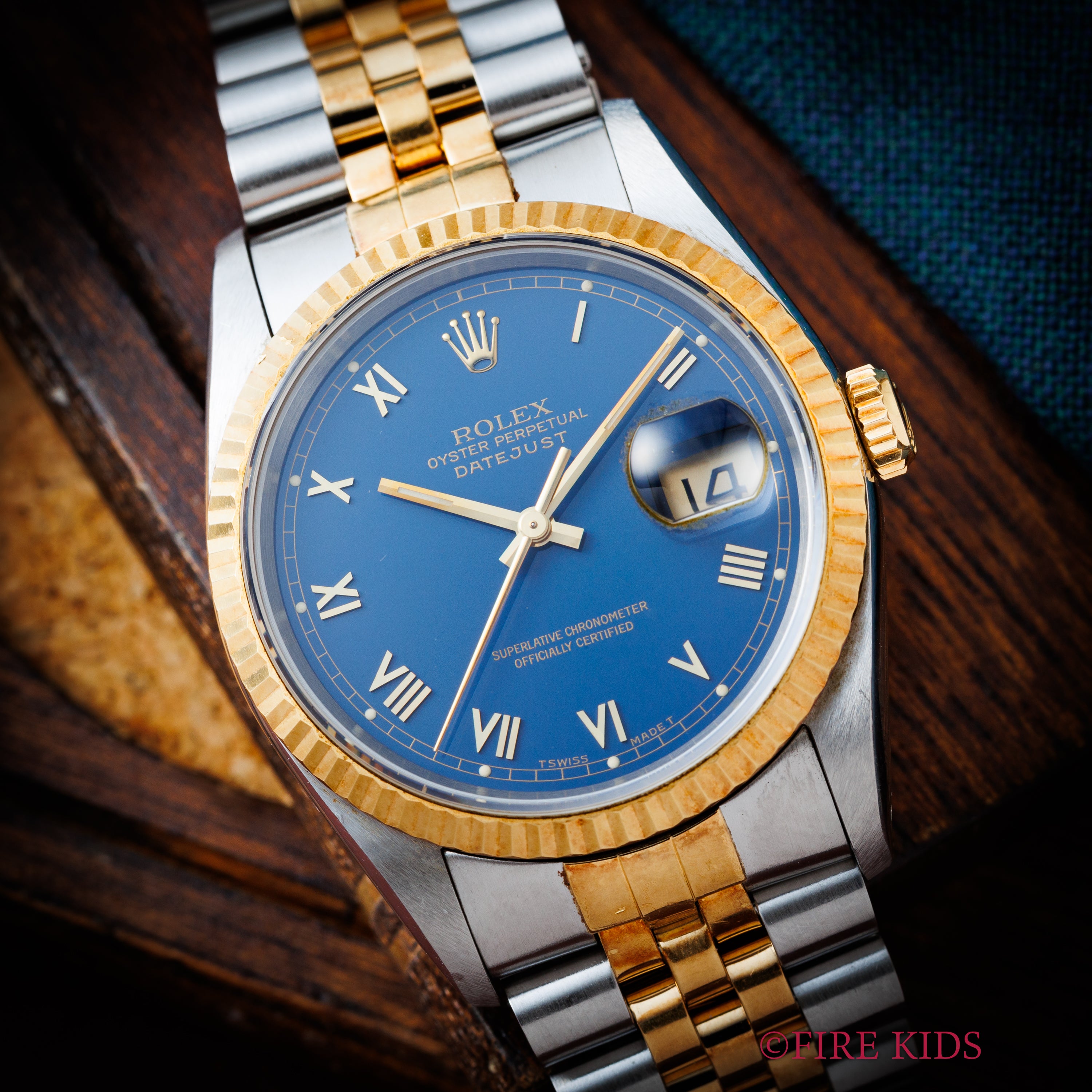 ロレックス デイトジャスト 1991年製 ブルーローマンダイヤル 純正コンビジュビリーブレス Ref.16233 Cal.3155 ギャラ付き