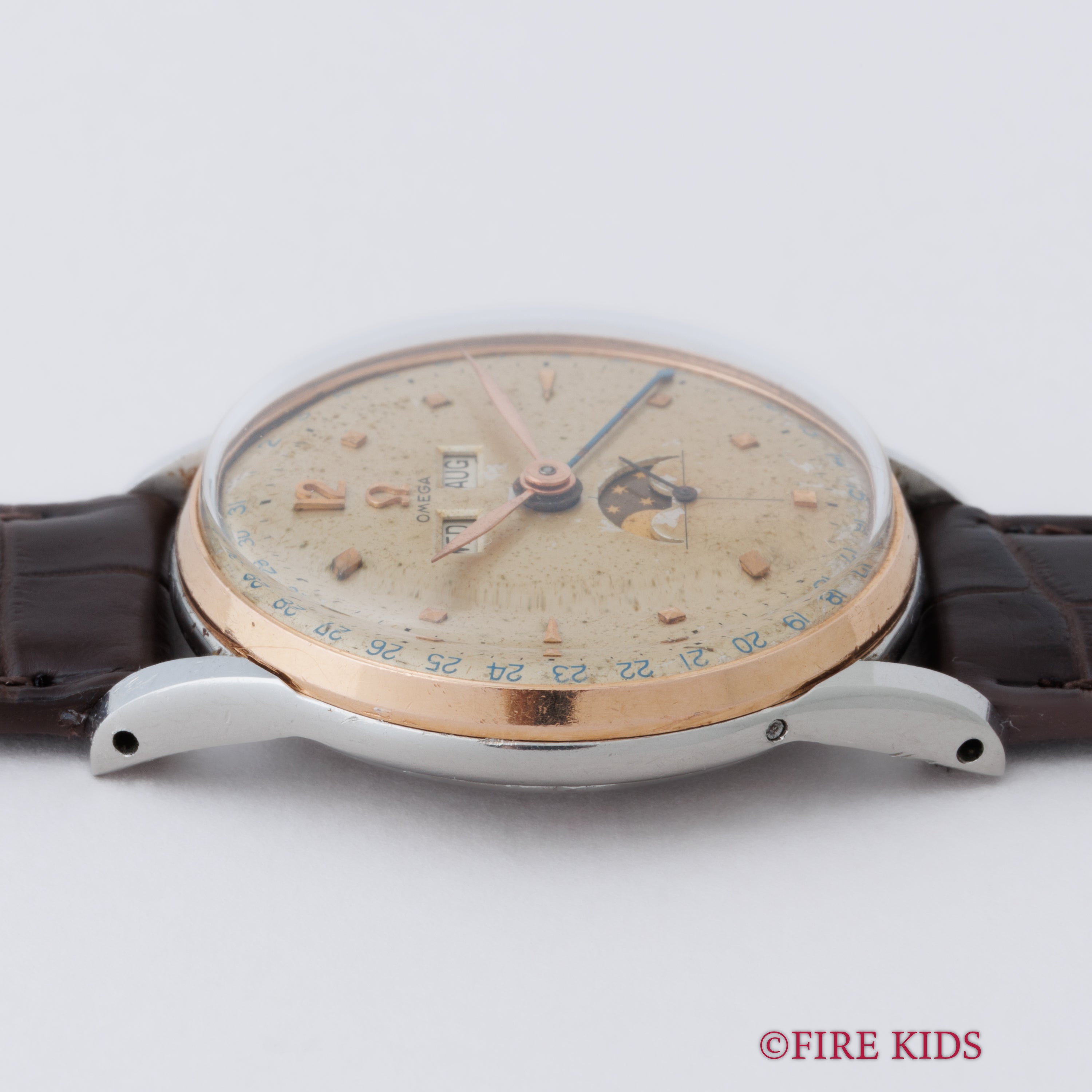 オメガ 18金無垢ピンクゴールド コスミックトリプルカレンダー ムーンフェイズ 1948年製 創立100周年モデル Cal.381