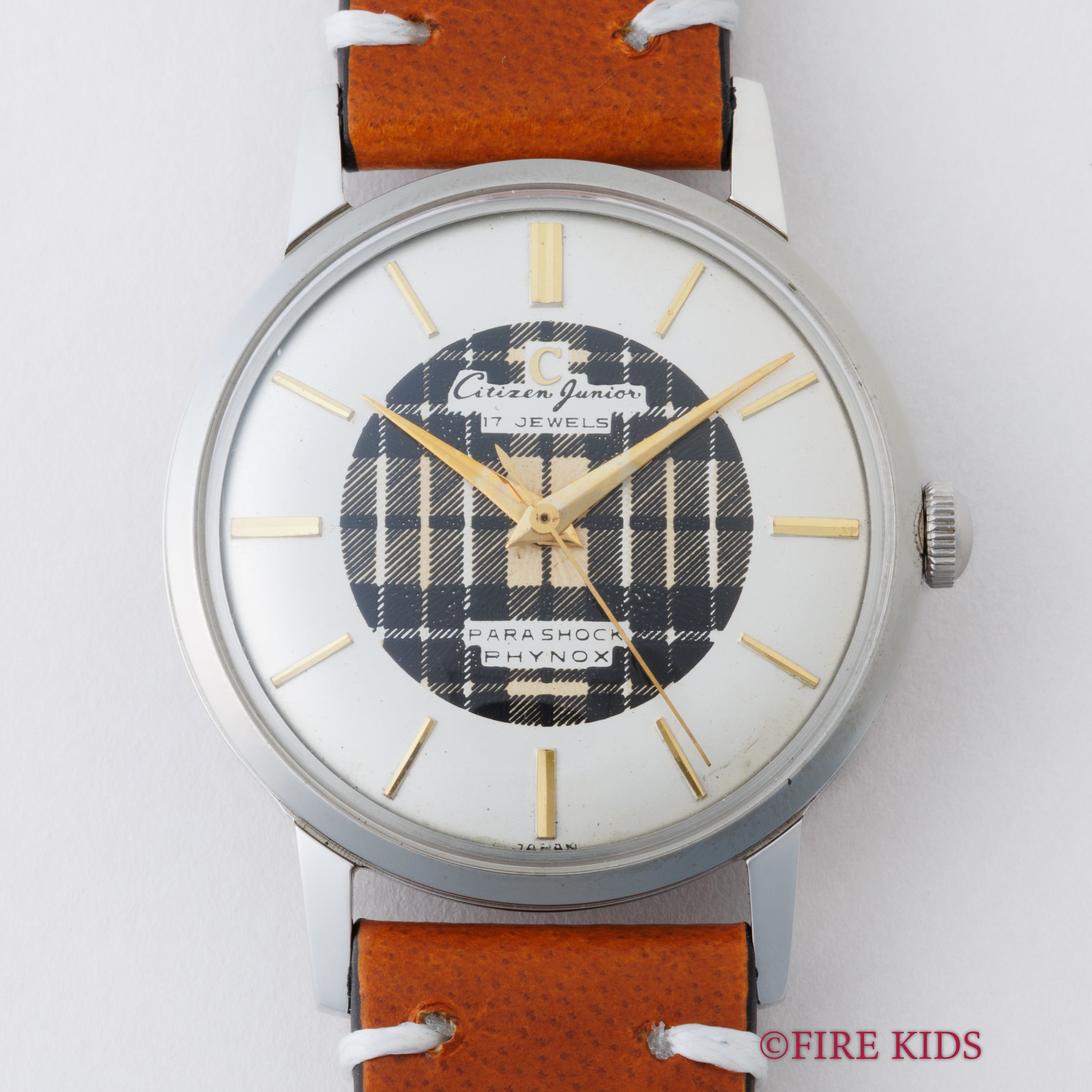 シチズン ジュニア 1950年代製 Ref.J14002 ツートーンチェック柄ダイヤル  17石手巻