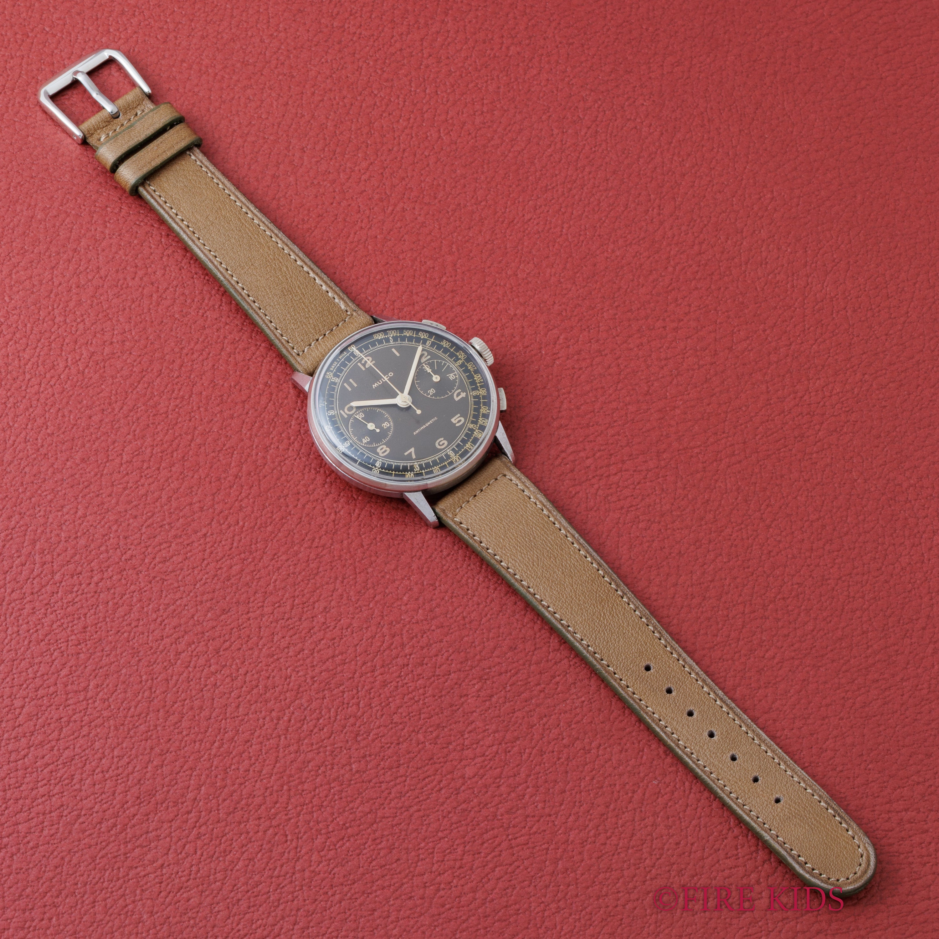 MULCO 38㎜2レジスタークロノグラフ 1940年代製 バルジュー22搭載 ブラックツートンダイヤル