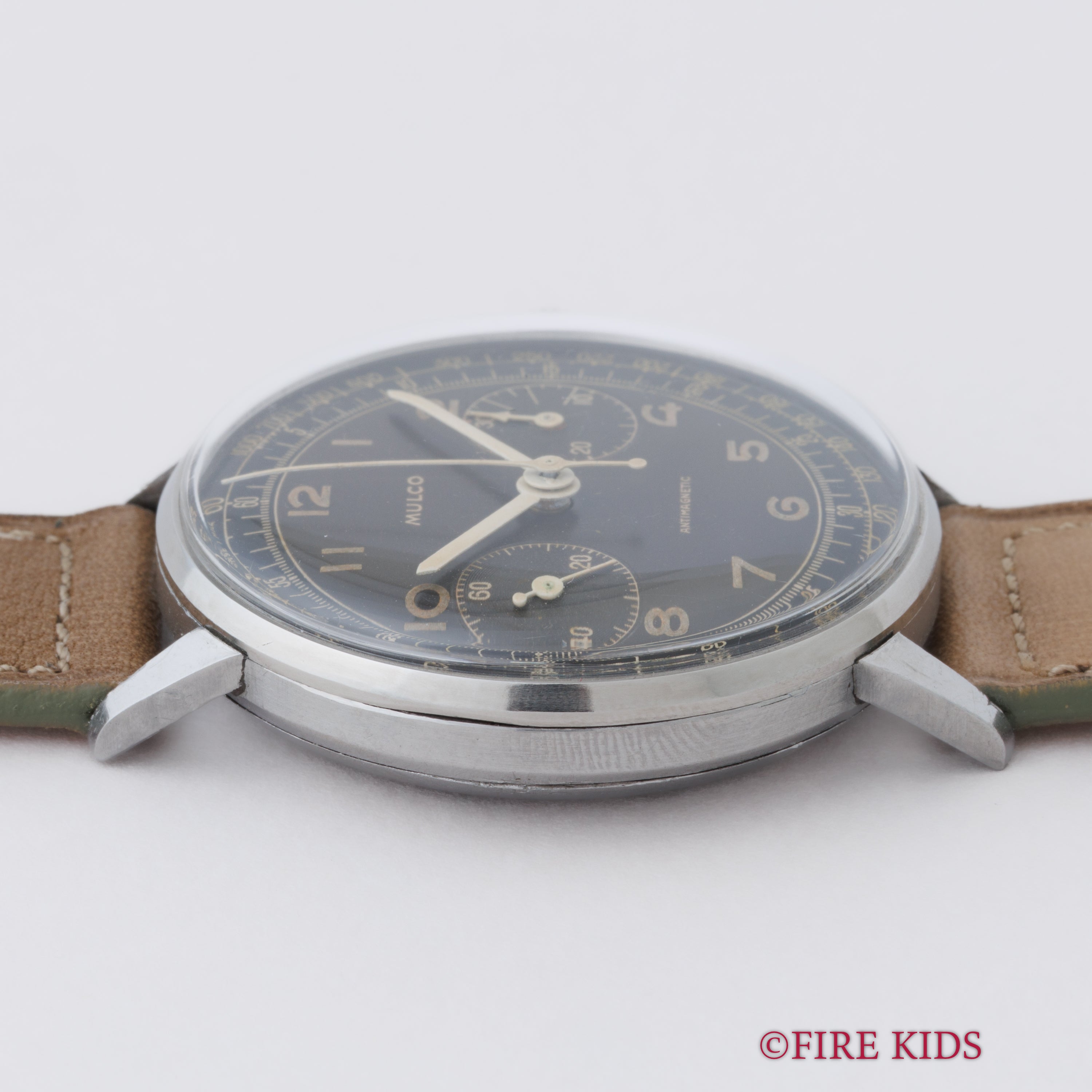 MULCO 38㎜2レジスタークロノグラフ 1940年代製 バルジュー22搭載 ブラックツートンダイヤル