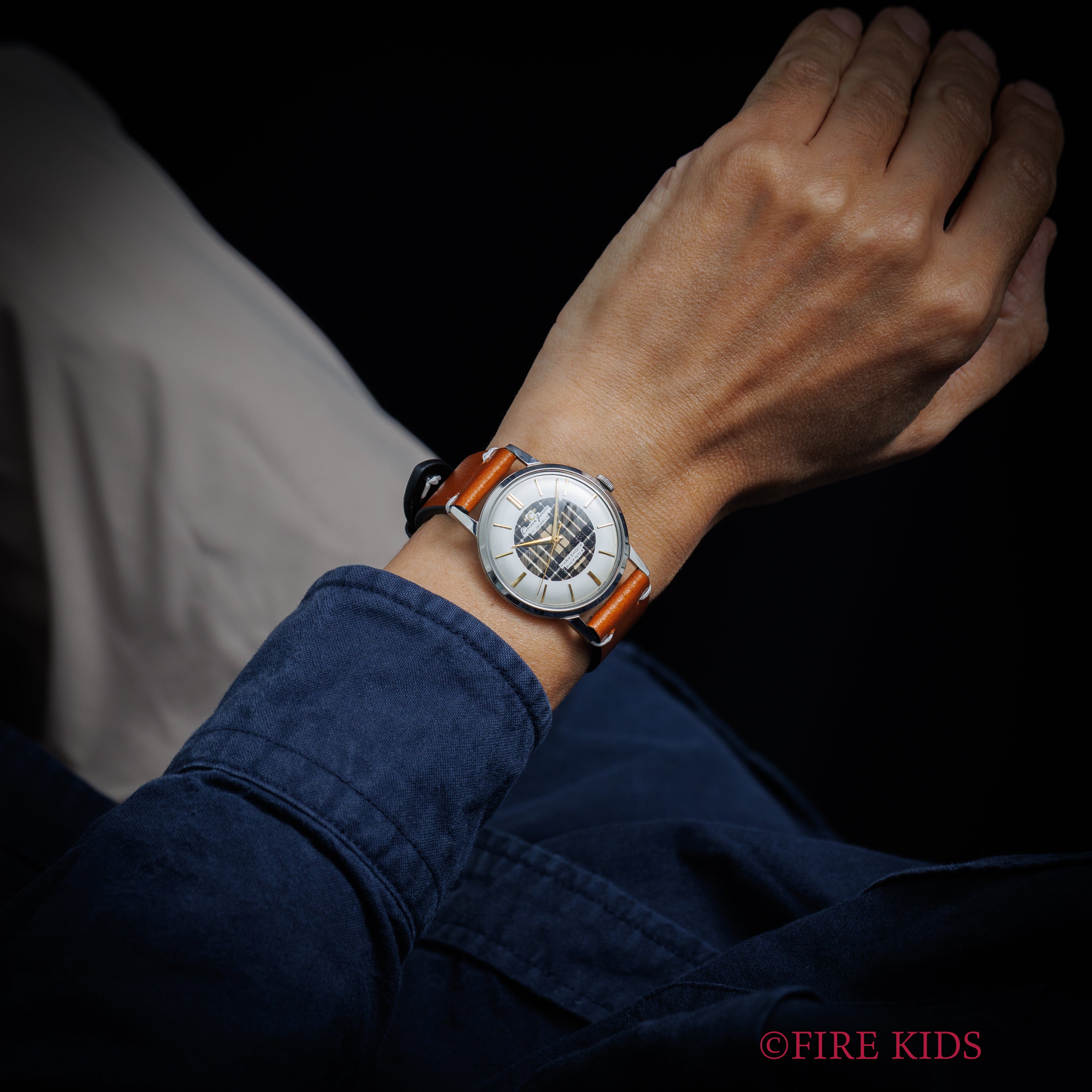 シチズン ジュニア 1950年代製 Ref.J14002 ツートーンチェック柄ダイヤル  17石手巻