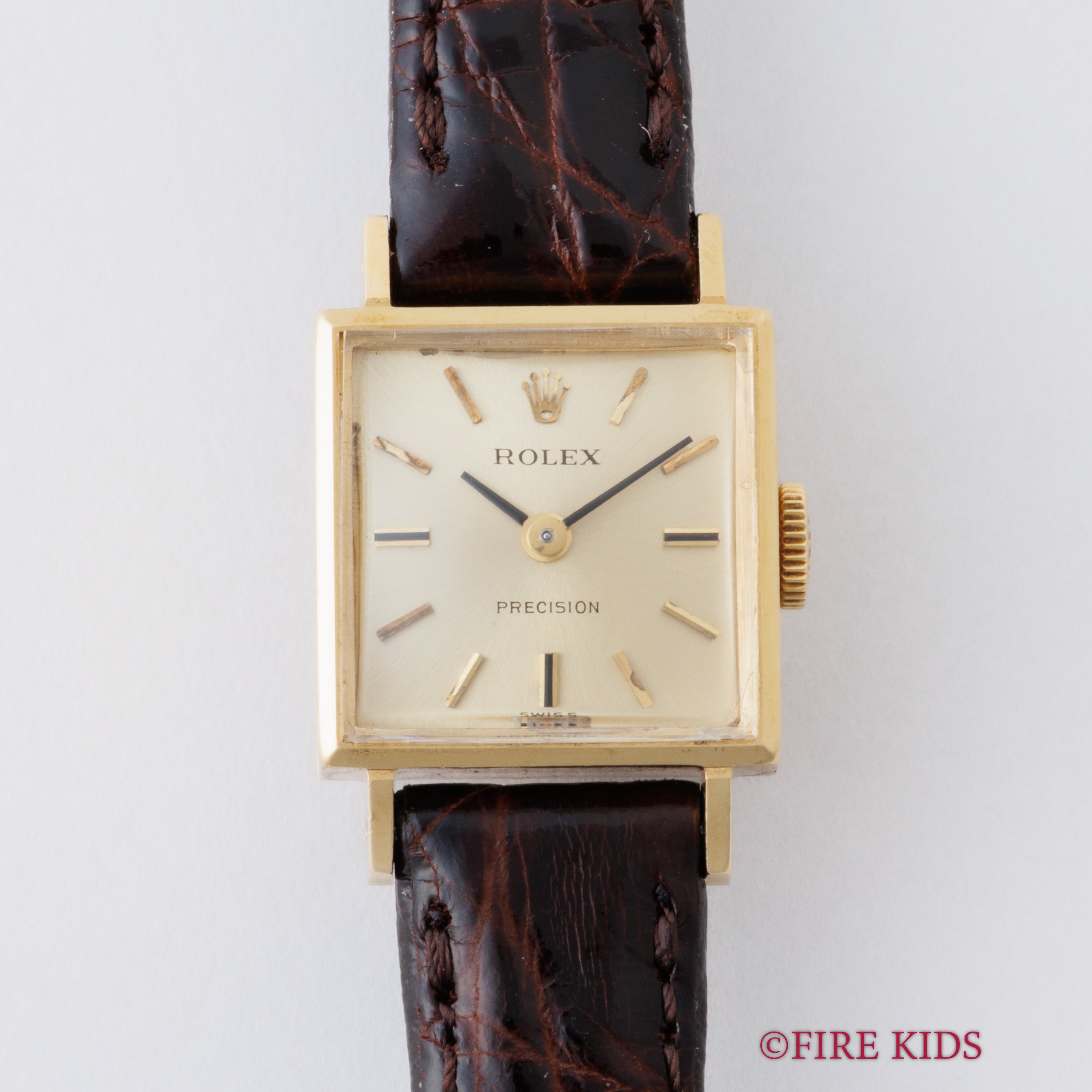 ロレックス 18金無垢スクエアケース プレシジョン レディース 純正尾錠付き 1970年製