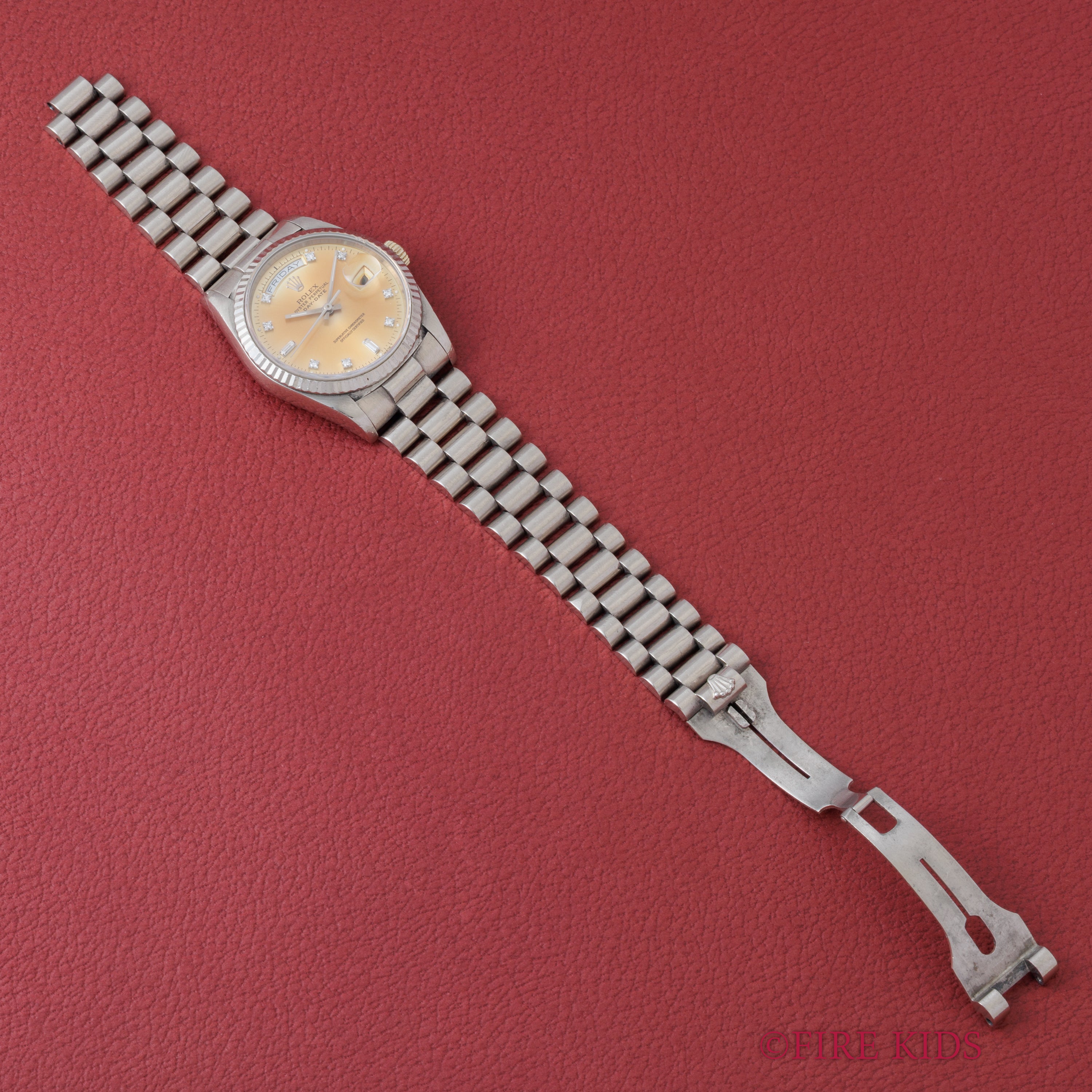 ロレックス デイデイト 1989~90年製 Ref.18239G 18金無垢ホワイトゴールド パティーナダイヤル 10Pダイヤ 純正ブレス