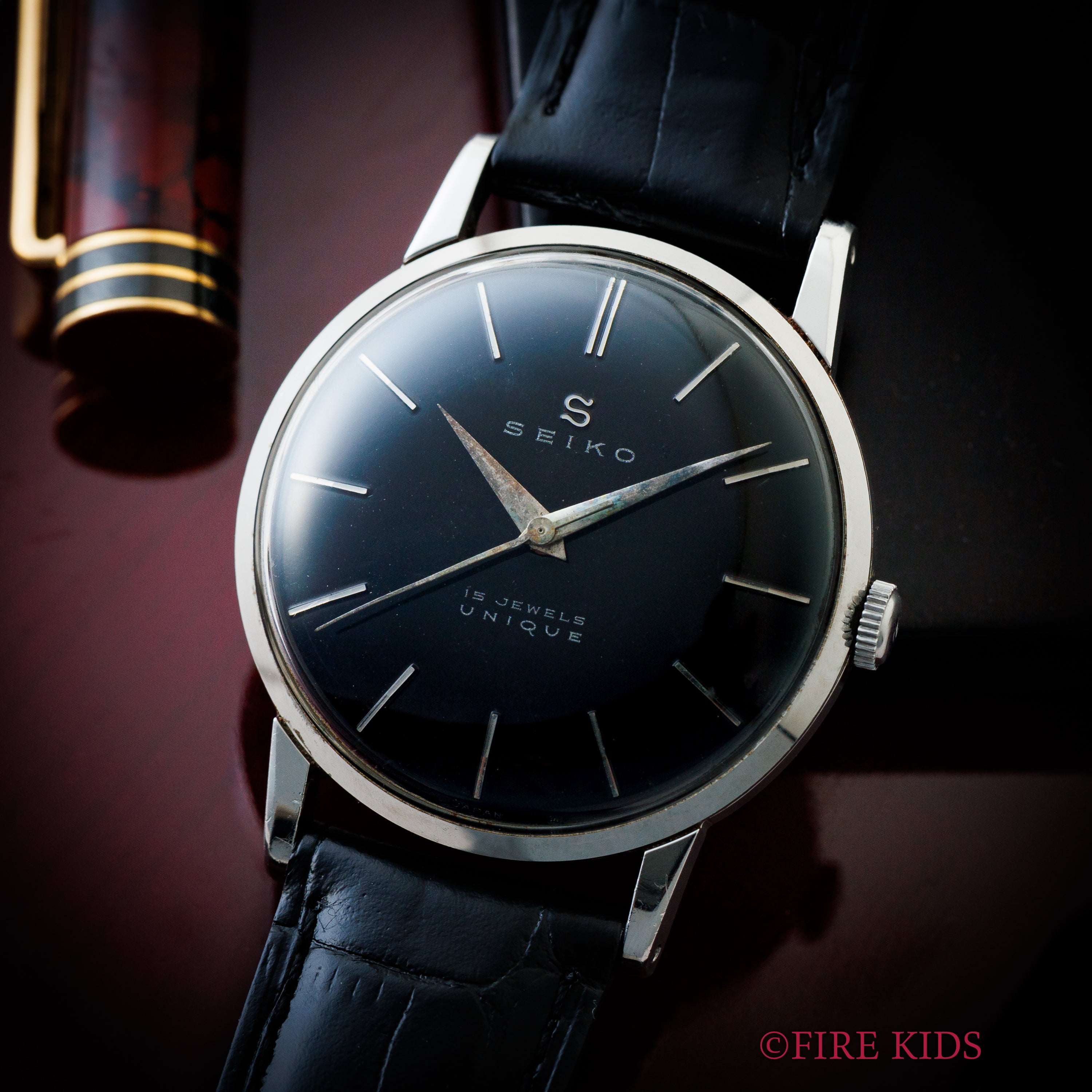 セイコー ユニーク ブラックダイヤル 1958年代製 Ref.J14004A 手巻き ステンレスケース