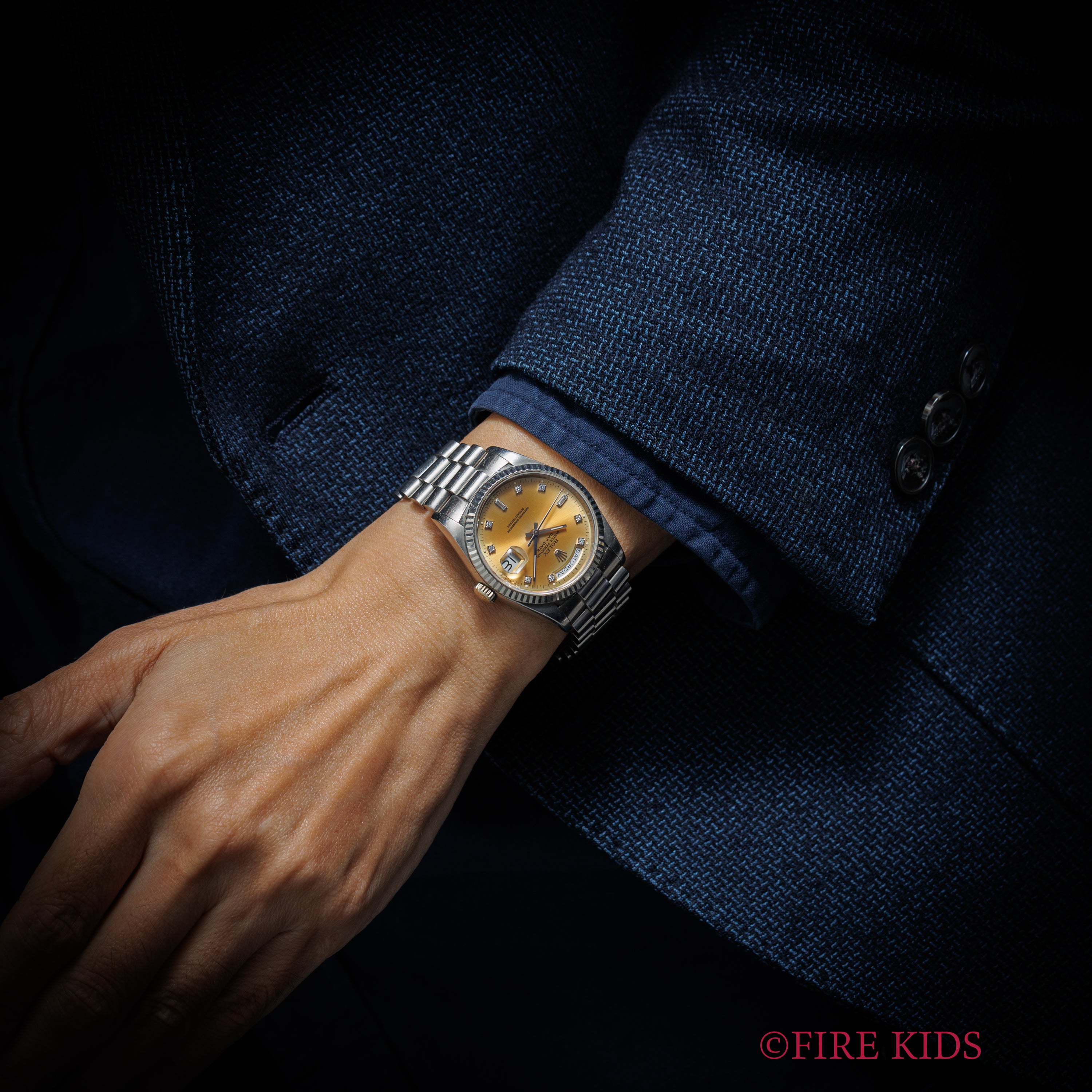 ロレックス デイデイト 1989~90年製 Ref.18239G 18金無垢ホワイトゴールド パティーナダイヤル 10Pダイヤ 純正ブレス