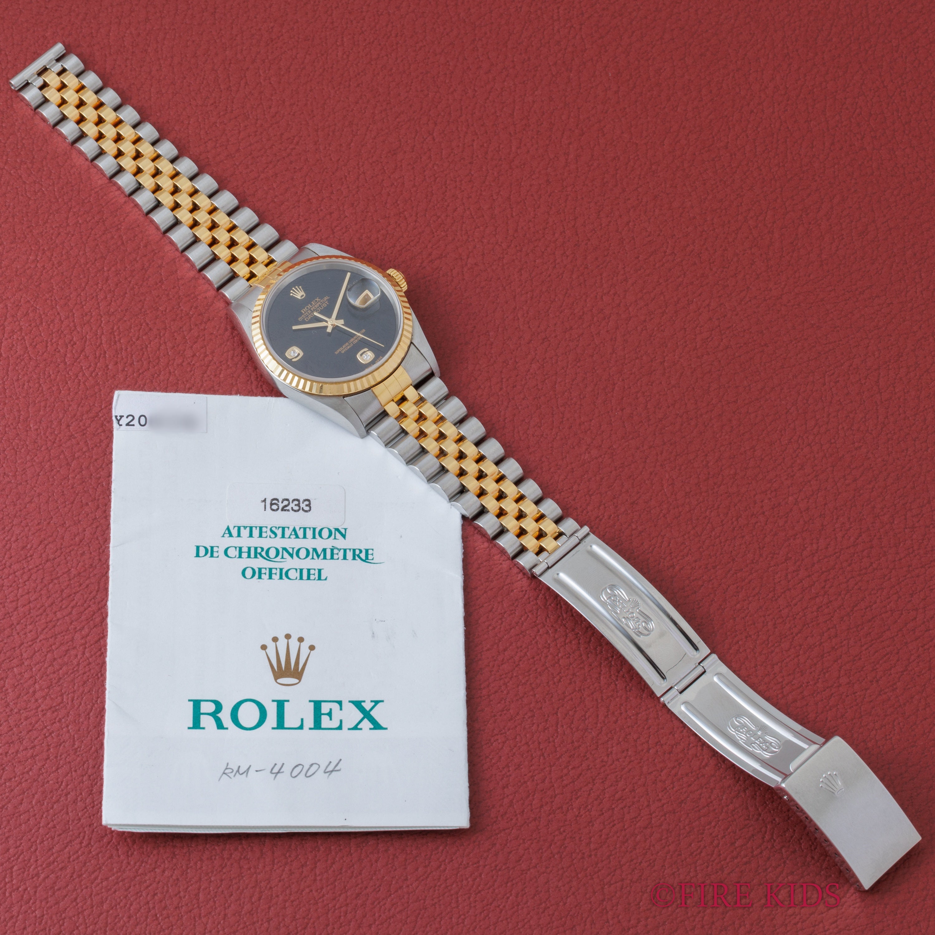 ロレックス デイトジャスト 2002年製 Ref.16233 2BR コンビ オニキス2Pダイヤダイヤル ギャラ付