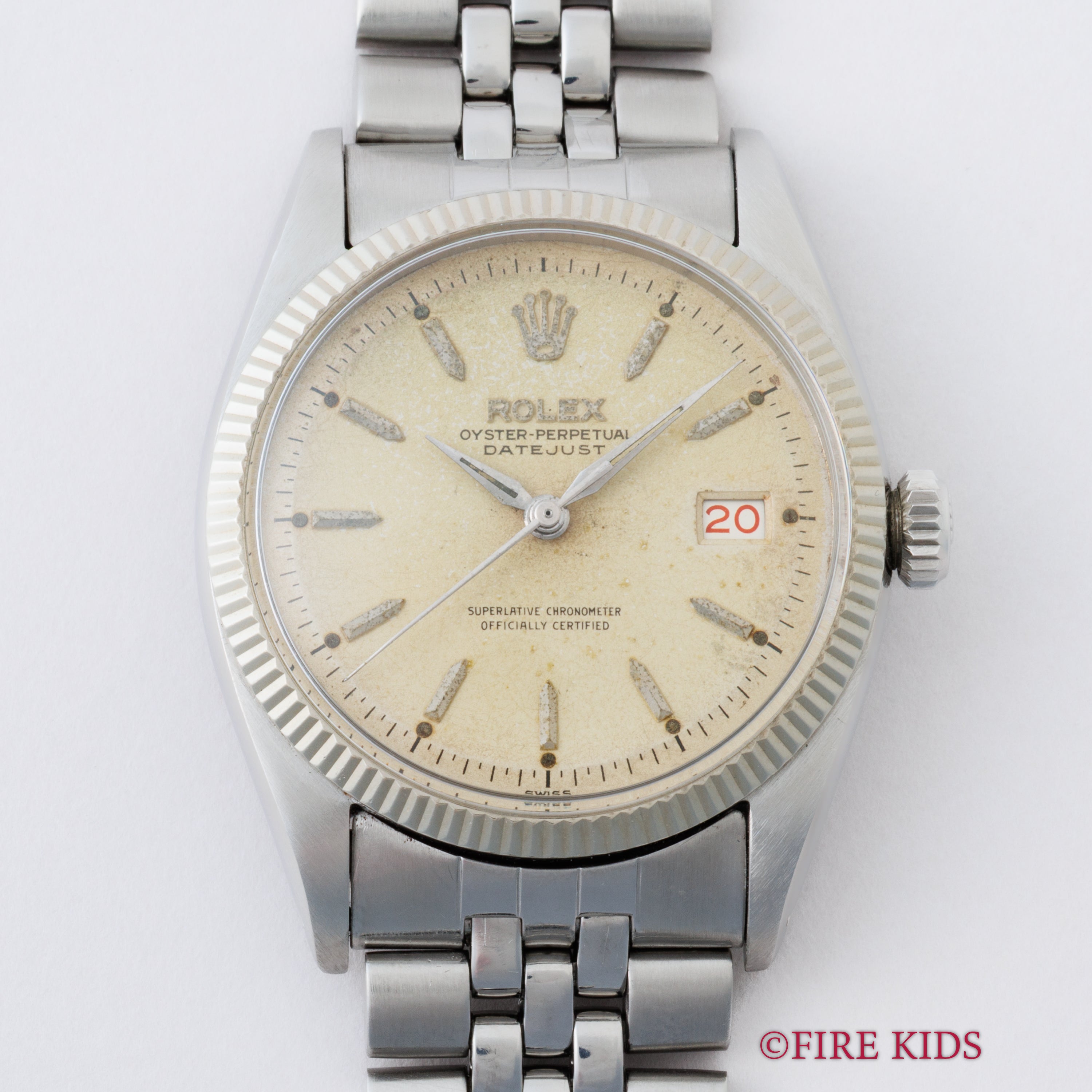 ロレックス デイトジャスト 1957年製 Ref.6605 シルバーダイヤル ドーフィンハンド USジュビリーブレス