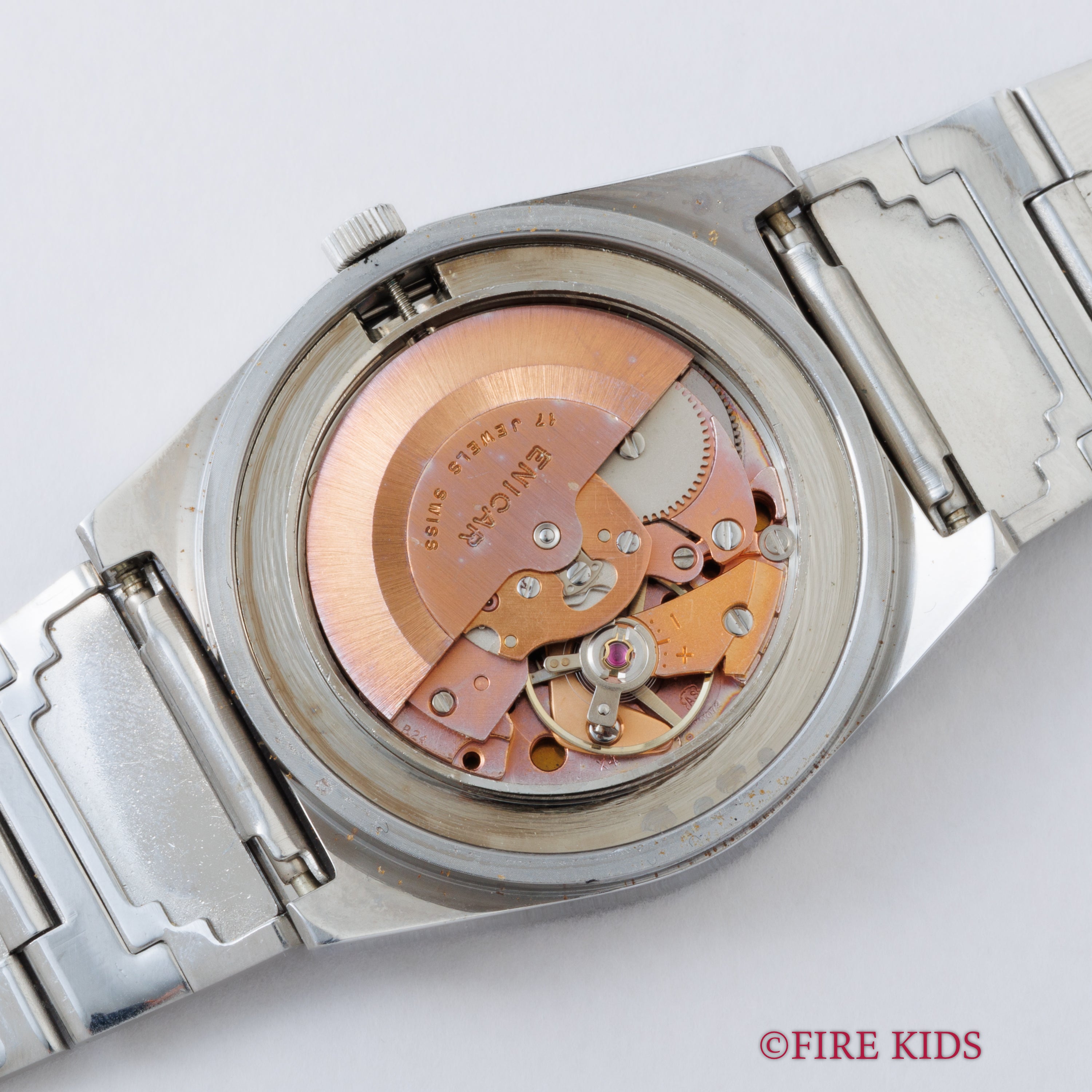 エニカ ジャンピングアワー ブラウンダイヤル 自動巻き NOS 1970年代 アナデジ