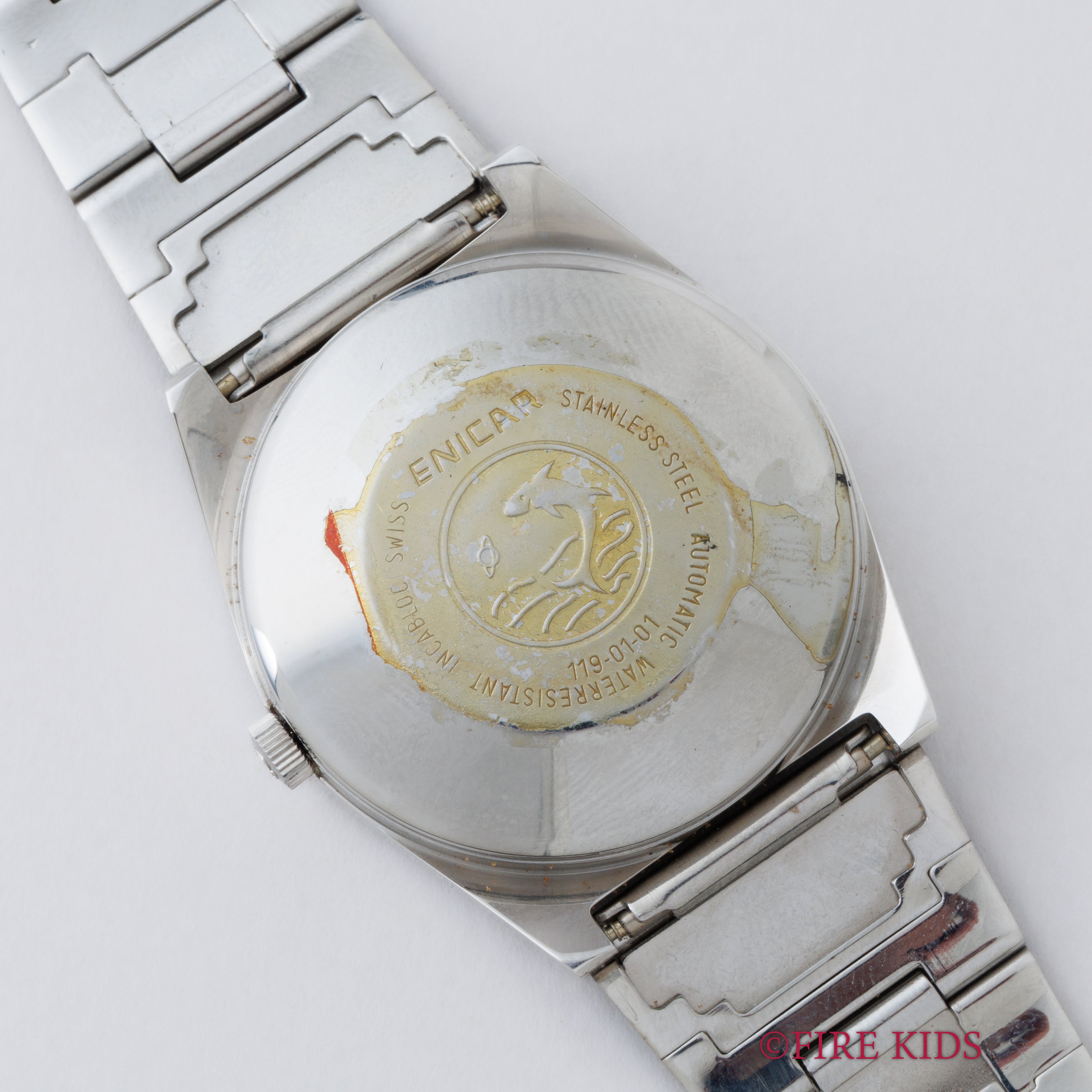 エニカ ジャンピングアワー ブラウンダイヤル 自動巻き NOS 1970年代 アナデジ