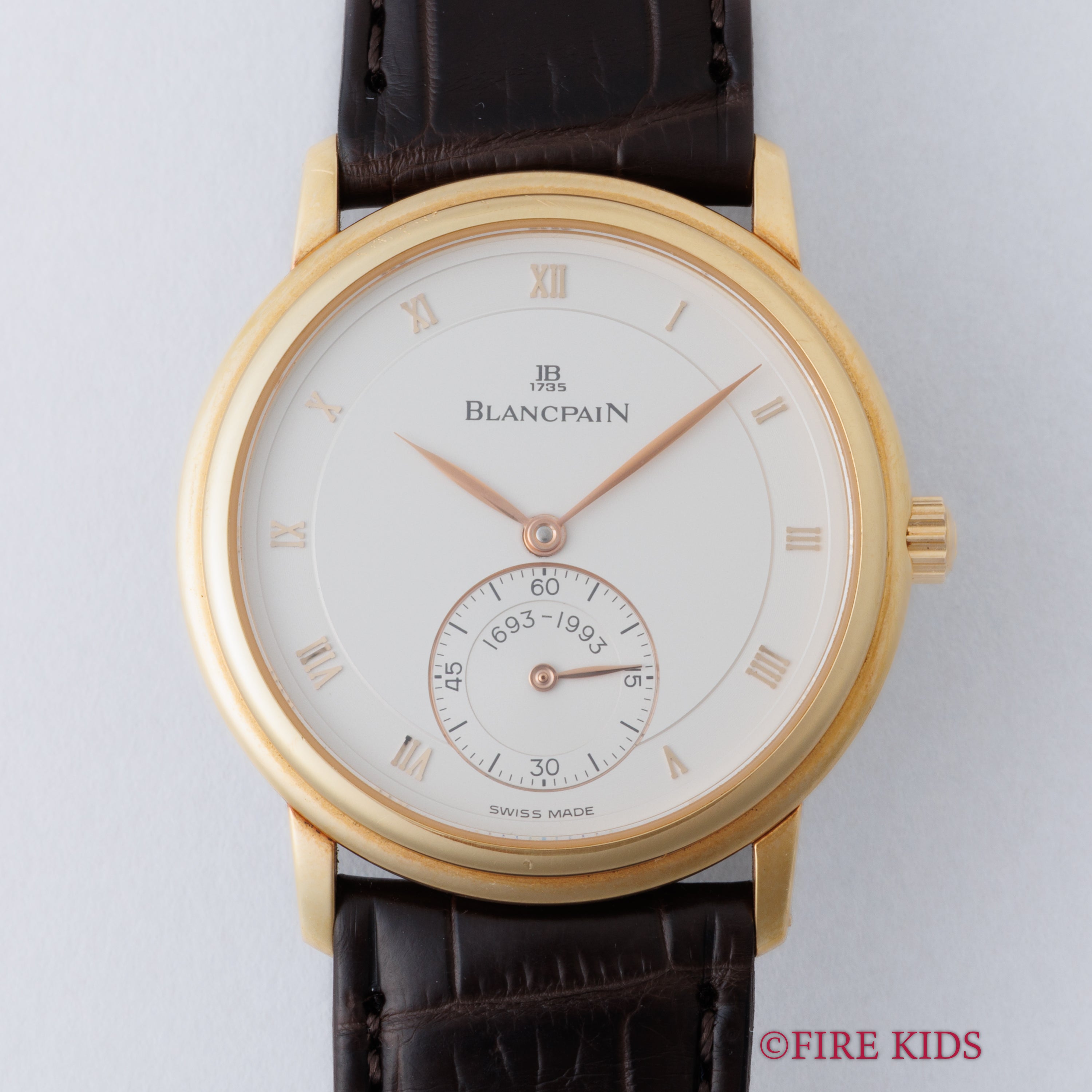 ブランパン ヴィルレ ウルトラスリム 18金無垢イエローゴールド 1994年販売ギャランティー付き 純正金無垢尾錠付き