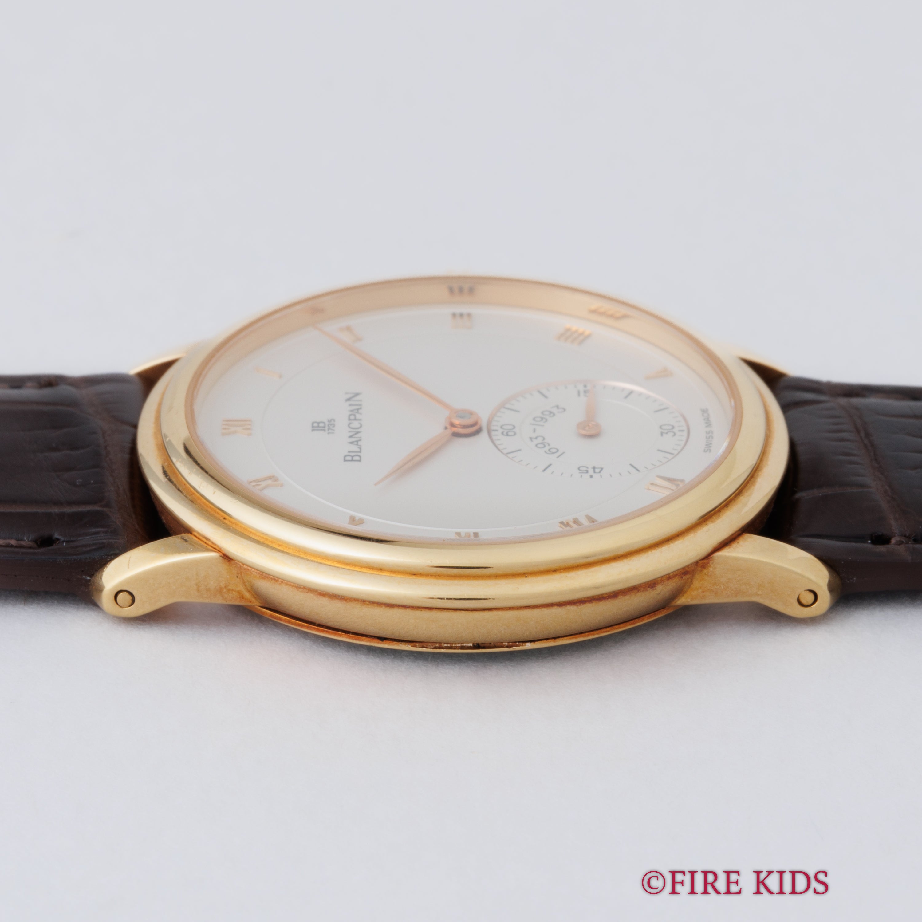 ブランパン ヴィルレ ウルトラスリム 18金無垢イエローゴールド 1994年販売ギャランティー付き 純正金無垢尾錠付き