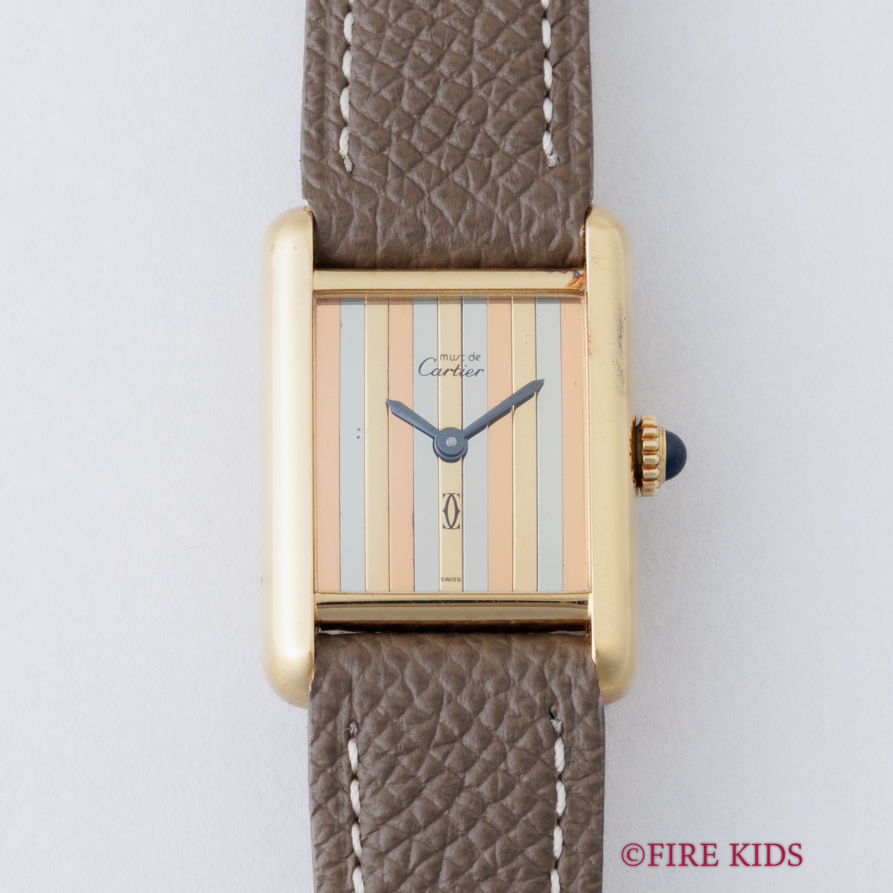 カルティエ マストタンク トリニティダイヤル SMサイズ 1980年代製 手巻 純正尾錠、内箱、冊子付