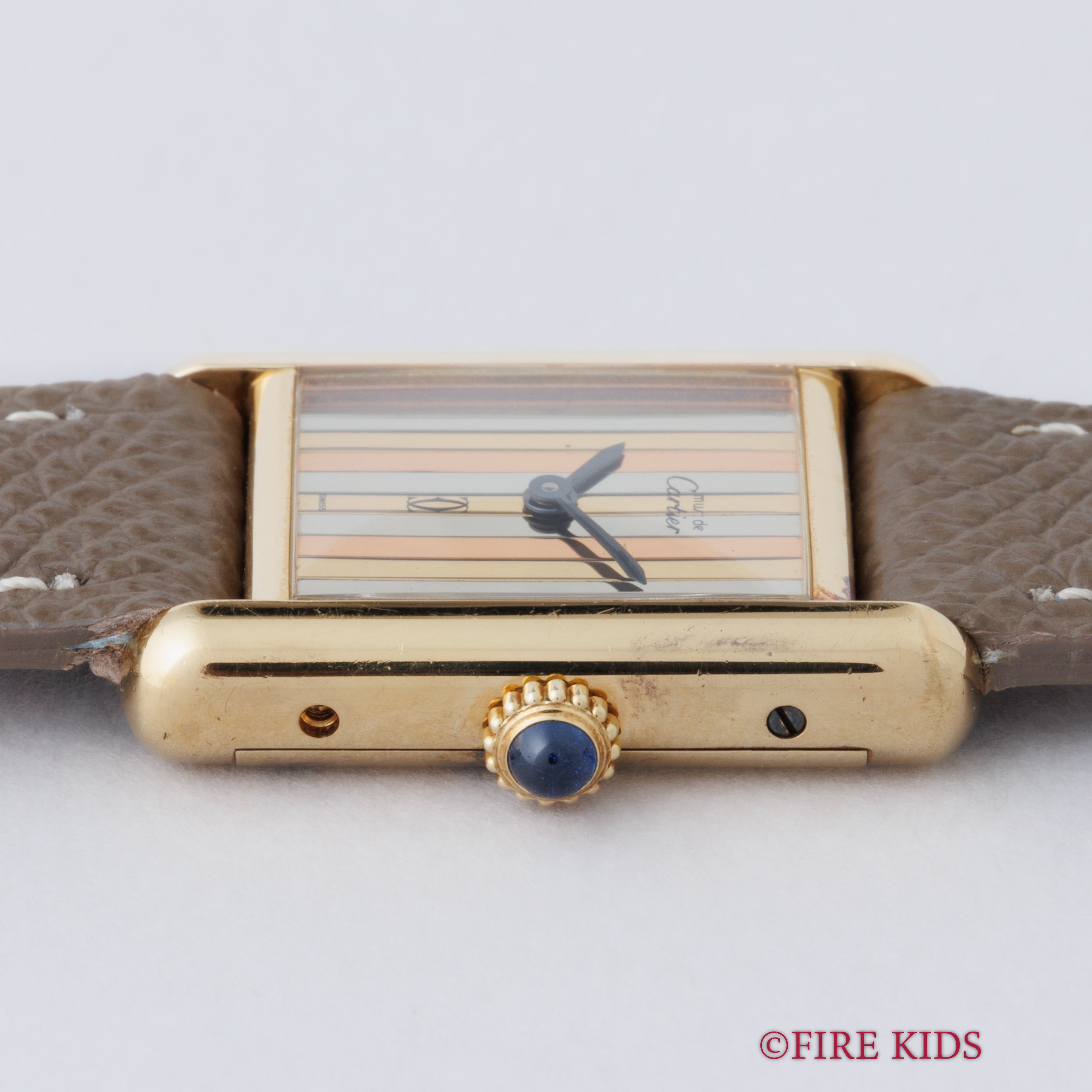 カルティエ マストタンク トリニティダイヤル SMサイズ 1980年代製 手巻 純正尾錠、内箱、冊子付