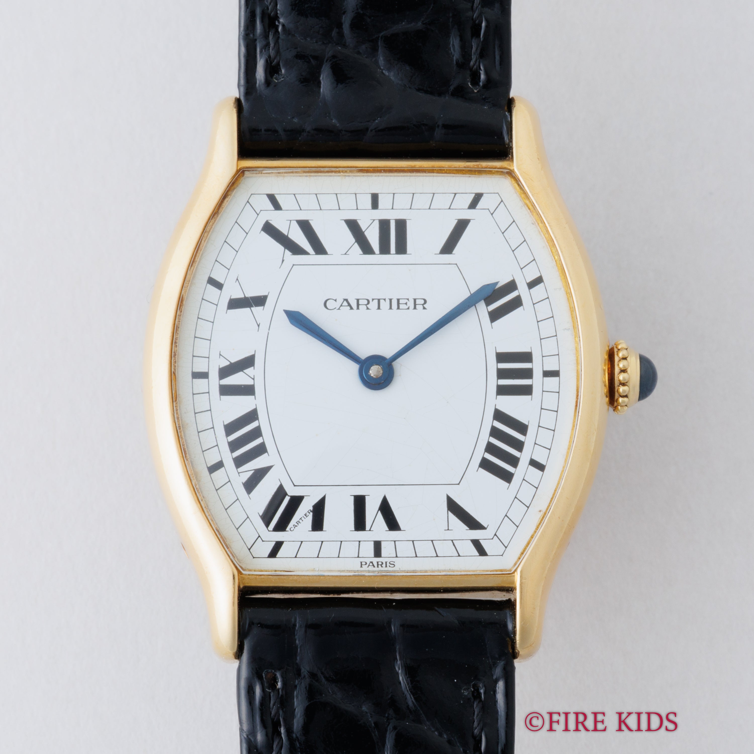 カルティエ トーチュ 18KYG 1980年代製 パリスダイヤル 純正18金無垢Dバックル 純正革ベルト