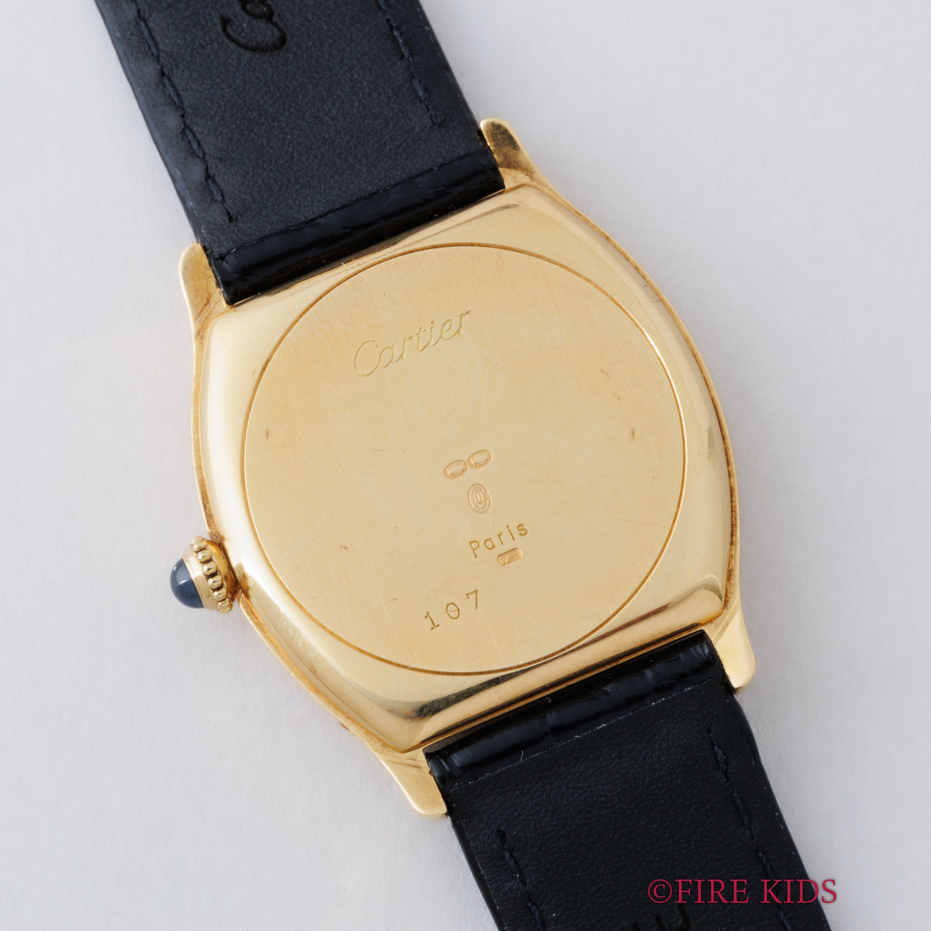 カルティエ トーチュ 18KYG 1980年代製 パリスダイヤル 純正18金無垢Dバックル 純正革ベルト