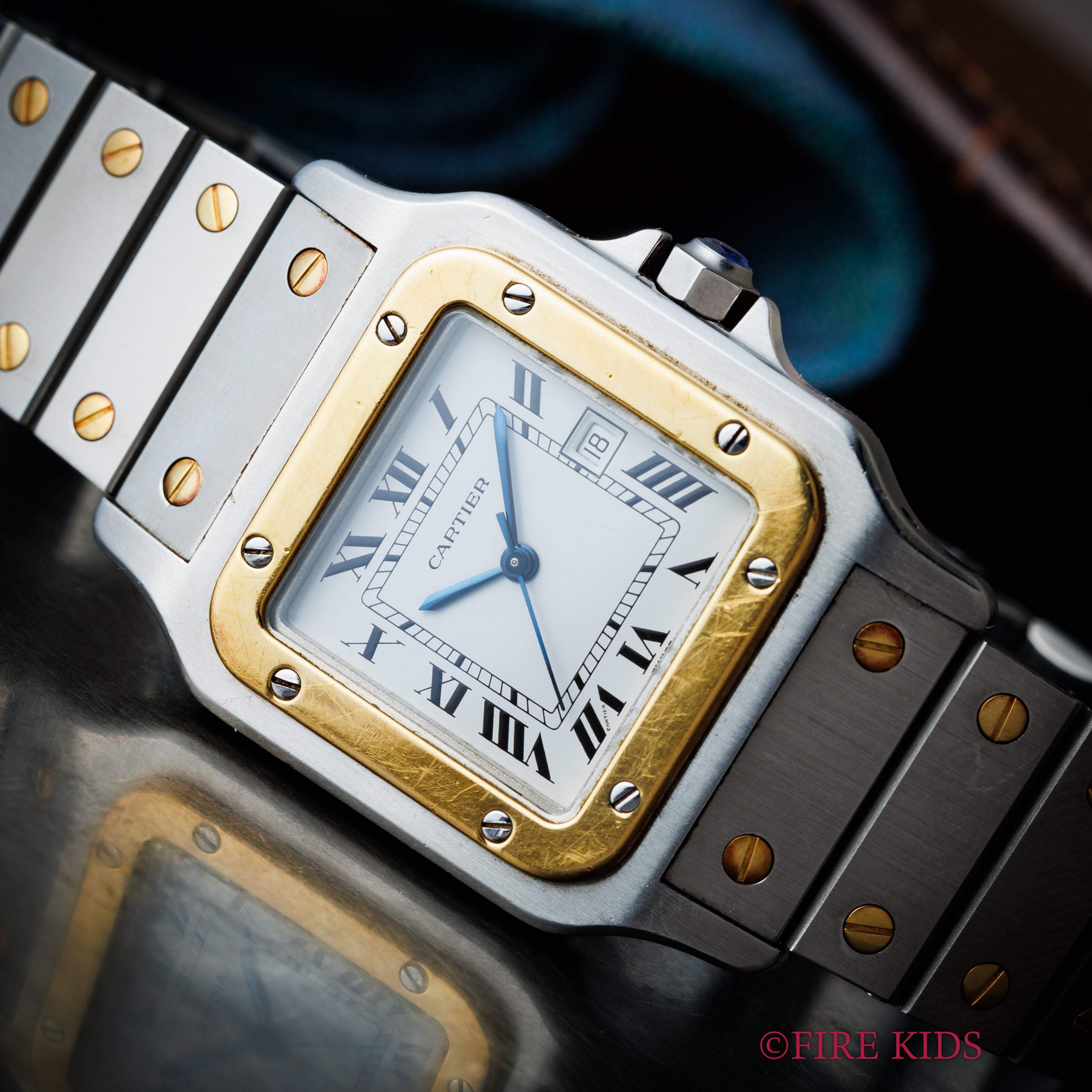 カルティエ サントス LMサイズ コンビ 自動巻き 1980年代製 ホワイトローマン