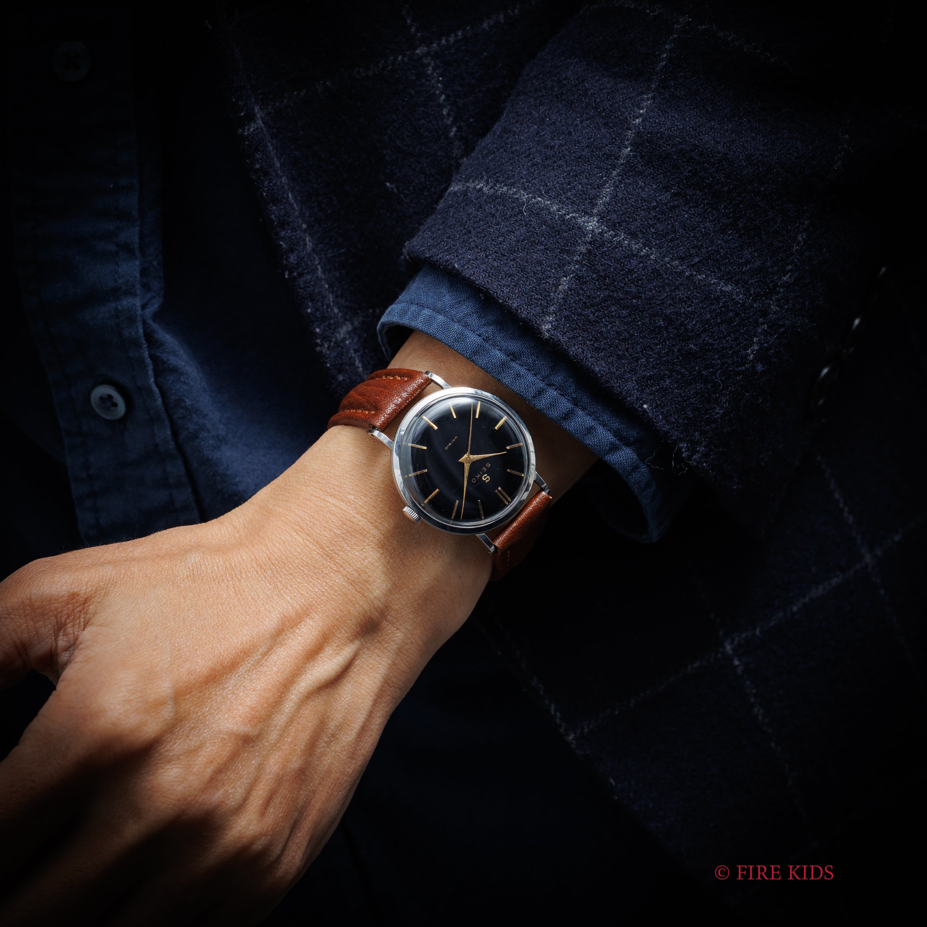 セイコー ユニーク ブラックダイヤル 1950年代製 Ref.J14001 手巻き ステンレスケース