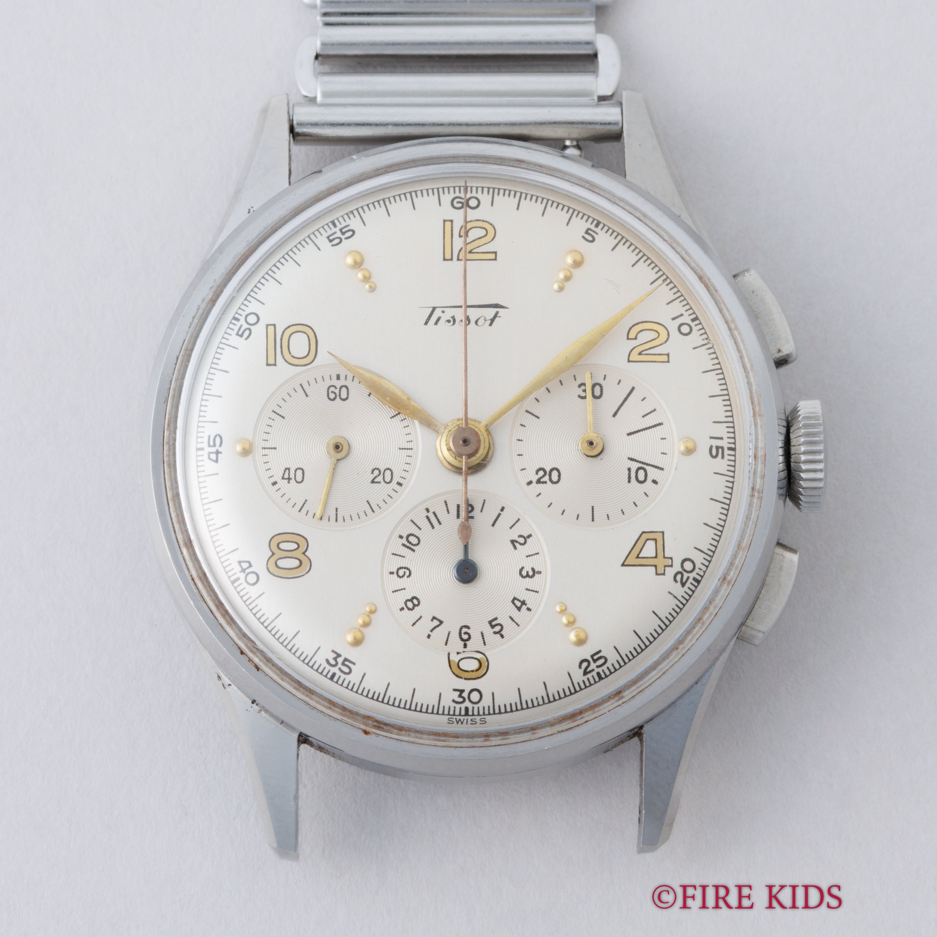 ティソ クロノグラフ 手巻き 1950年代製 Ref.6215-4 Cal.27-41H SS 飛びアラビアダイヤル