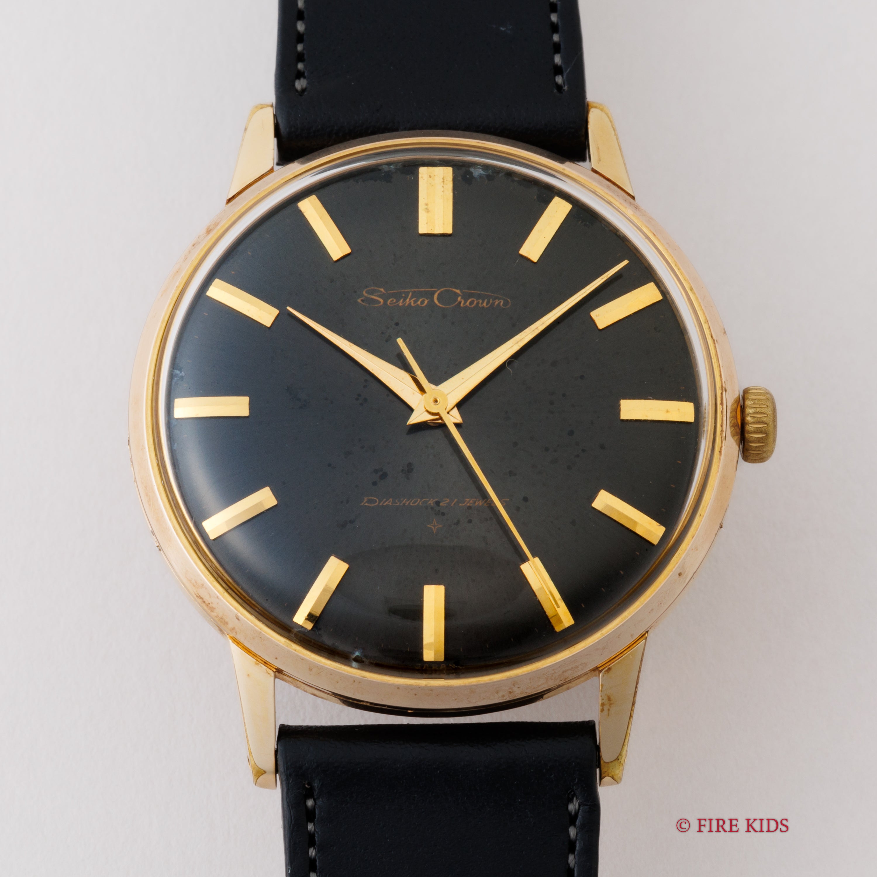 【希少インデックス・OH済】 SEIKO クラウン 黒文字盤 1964年製 セイコー クラウン 1964年製 ブラックダイアル / SEIKO Crown