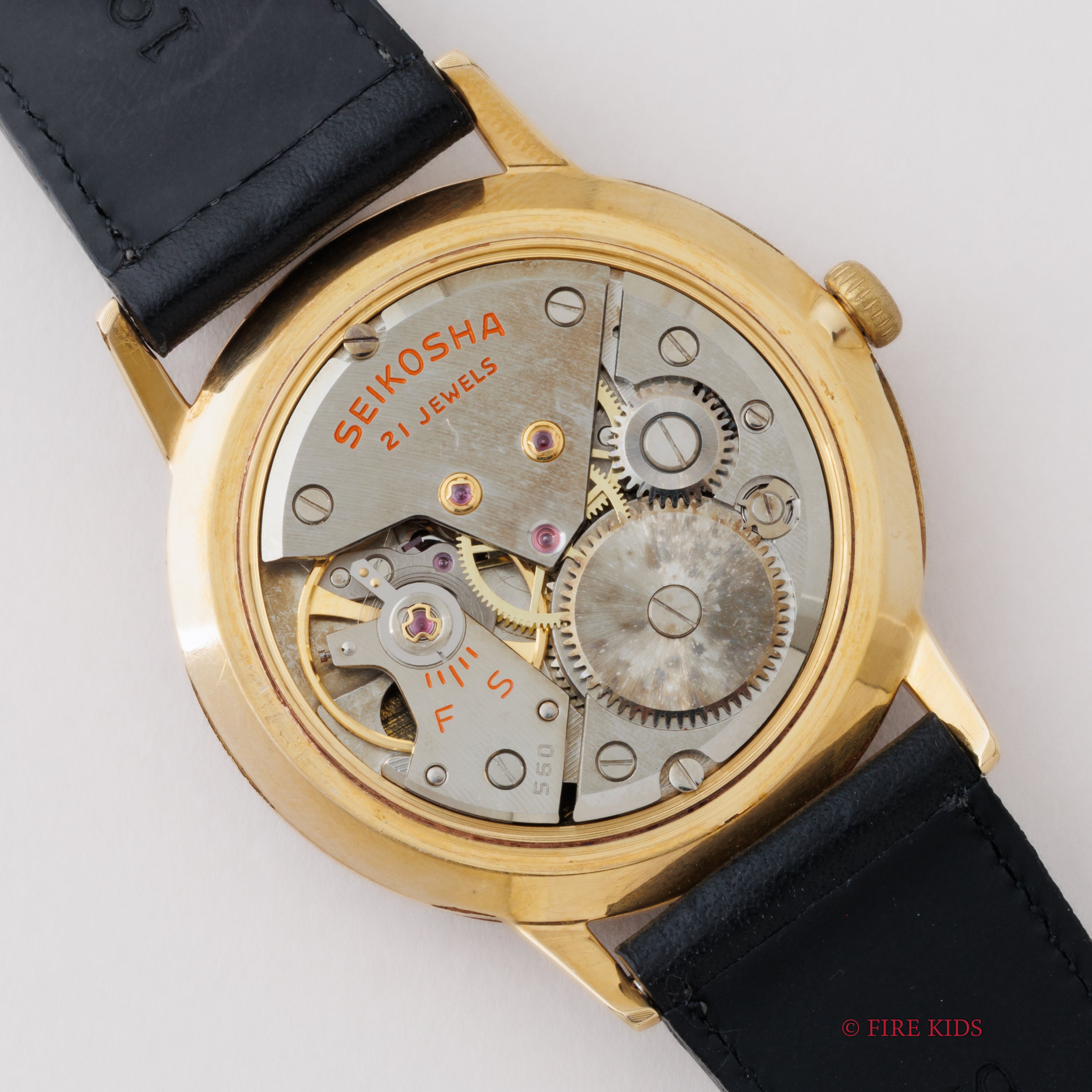 ゴールド文字盤 手巻き時計 ブラックレザー ROYAL SMITH 90-006 ブラック文字盤 ゴールドケース | Kuoe Kyoto JP