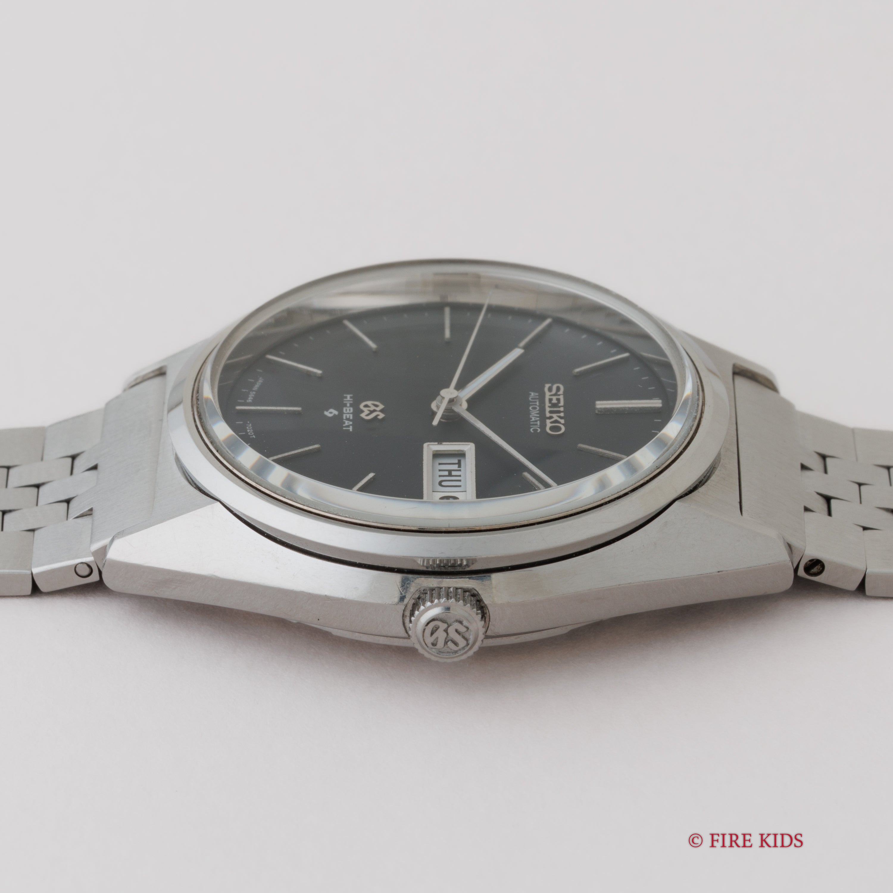 グランドセイコー 1972年製 Ref.5646-7010 56GS デイデイト ダークブルーダイヤル ハイビート自動巻 純正ブレス付き