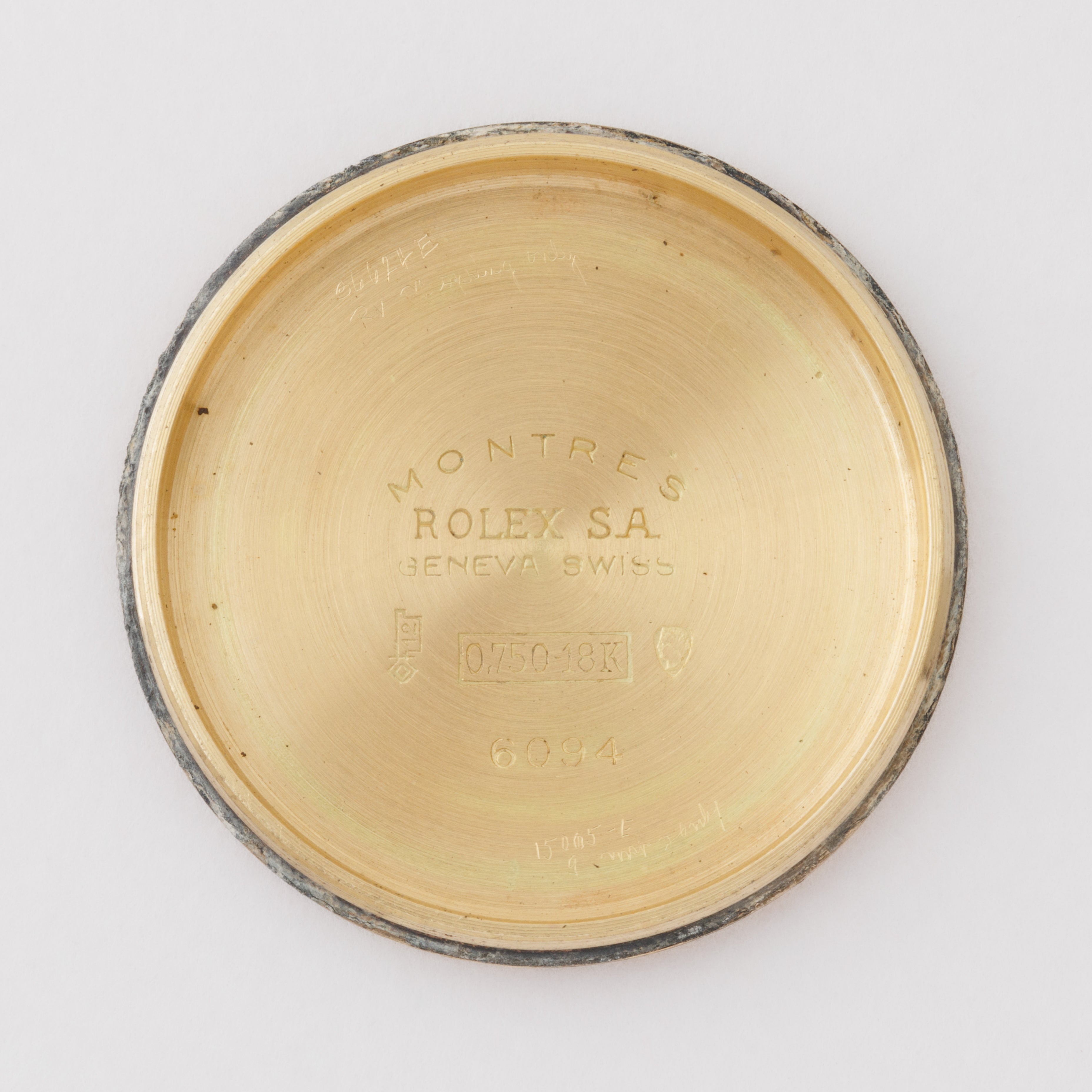 ロレックス 18金無垢オイスターデイトファーストモデル 1951年製 18KYG ワッフル彫り込みダイヤル 赤カレンダー